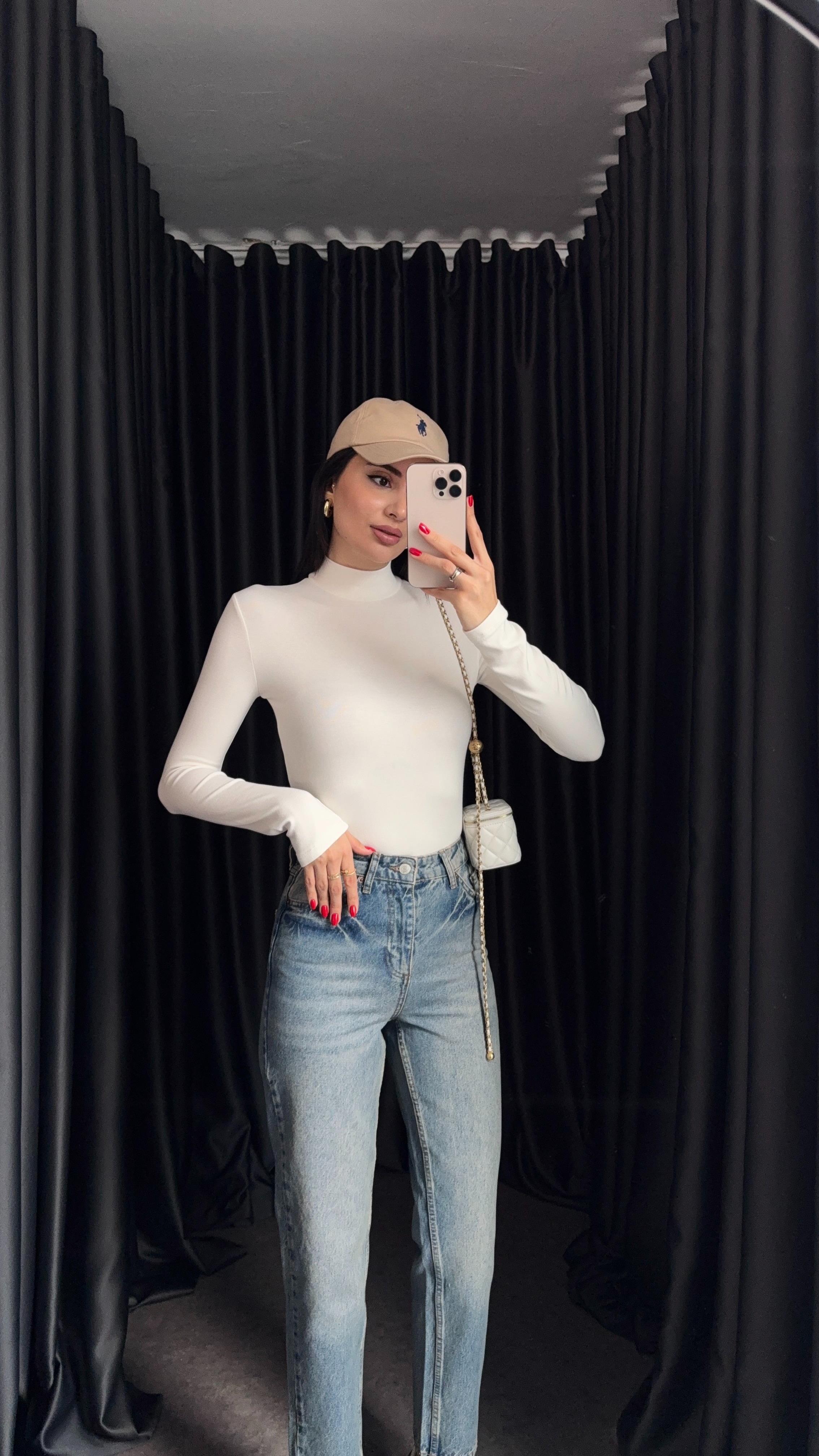 Soft Touch Balıkçı Beyaz Basic Bluz