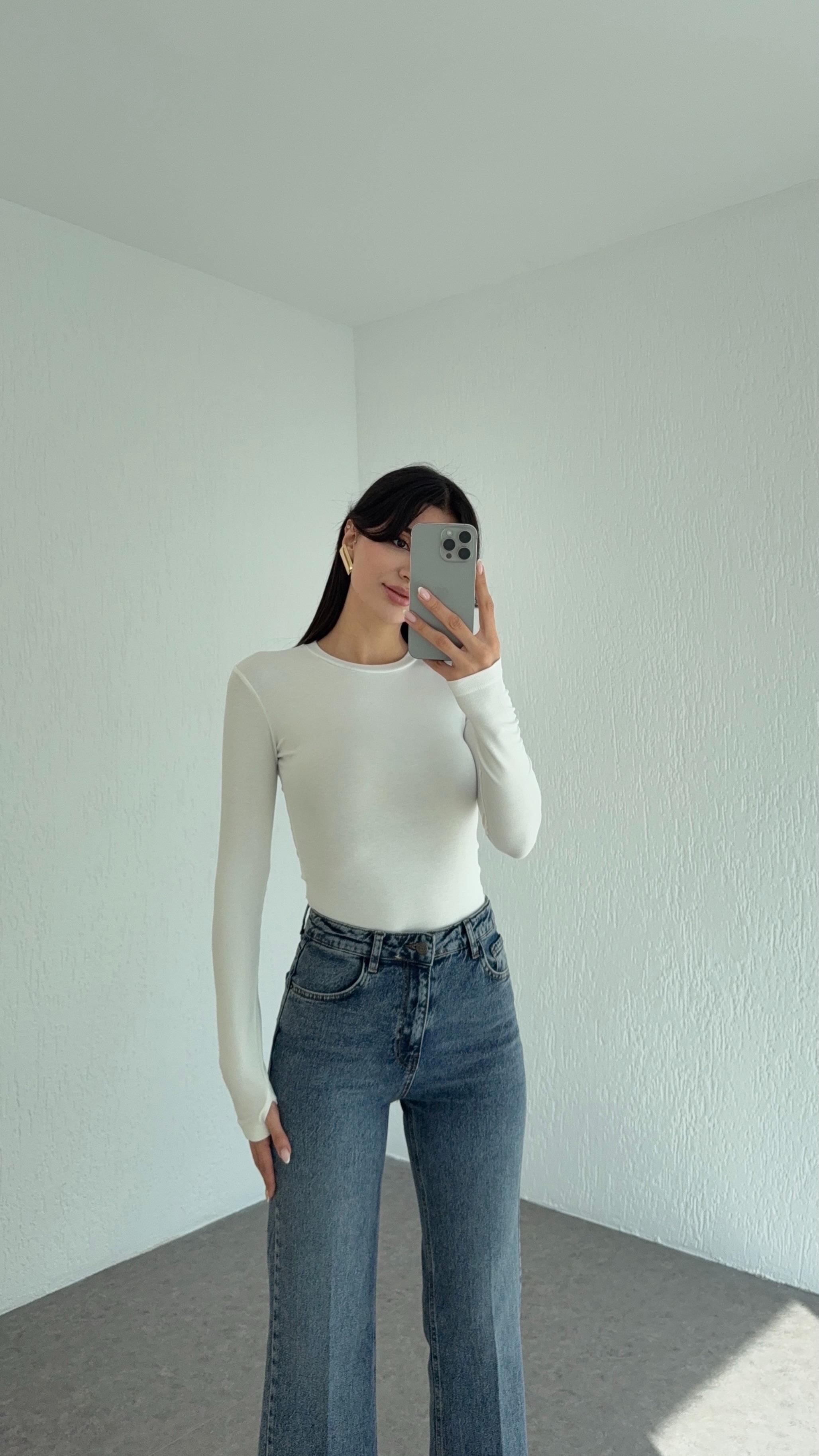 Soft Touch Basic Beyaz Bluz