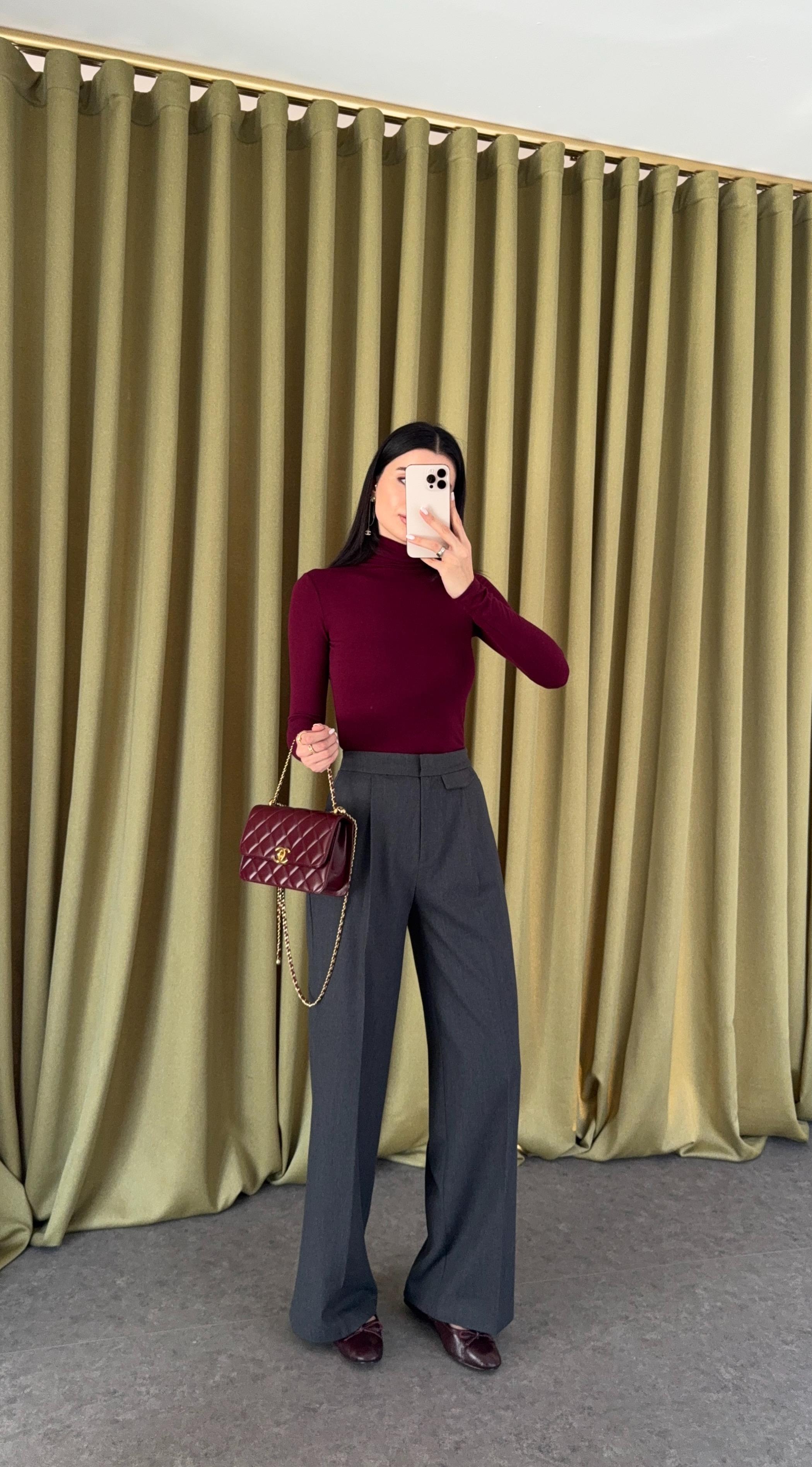 Süs Cepli Antrasit Pantolon