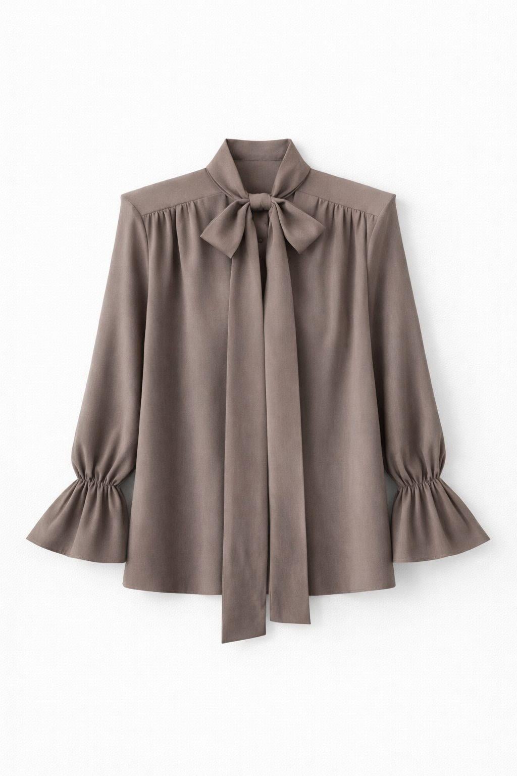 V Yaka Boyun Bağlamalı Vizon Bluz