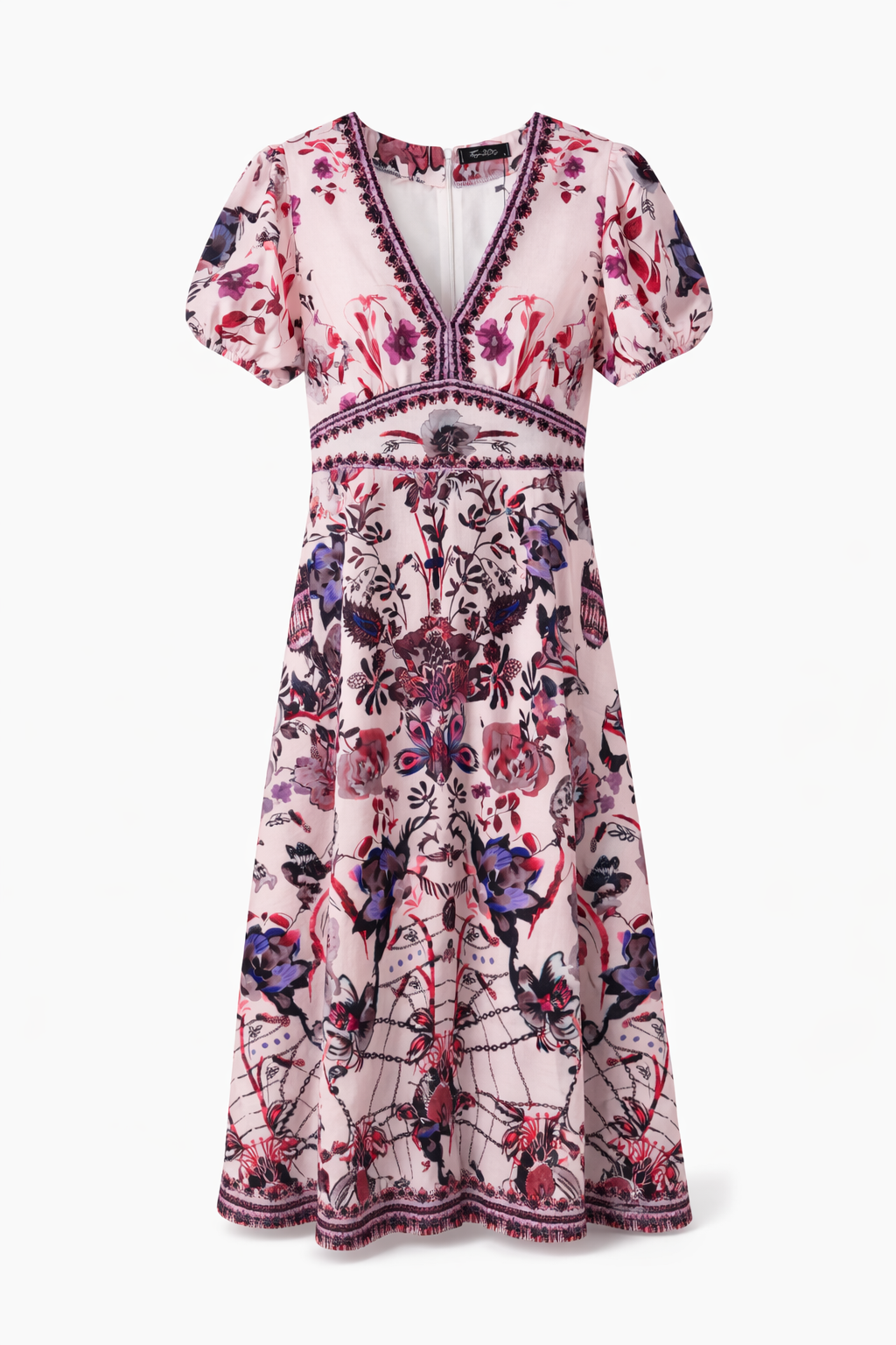 V Yaka Floral Elbise
