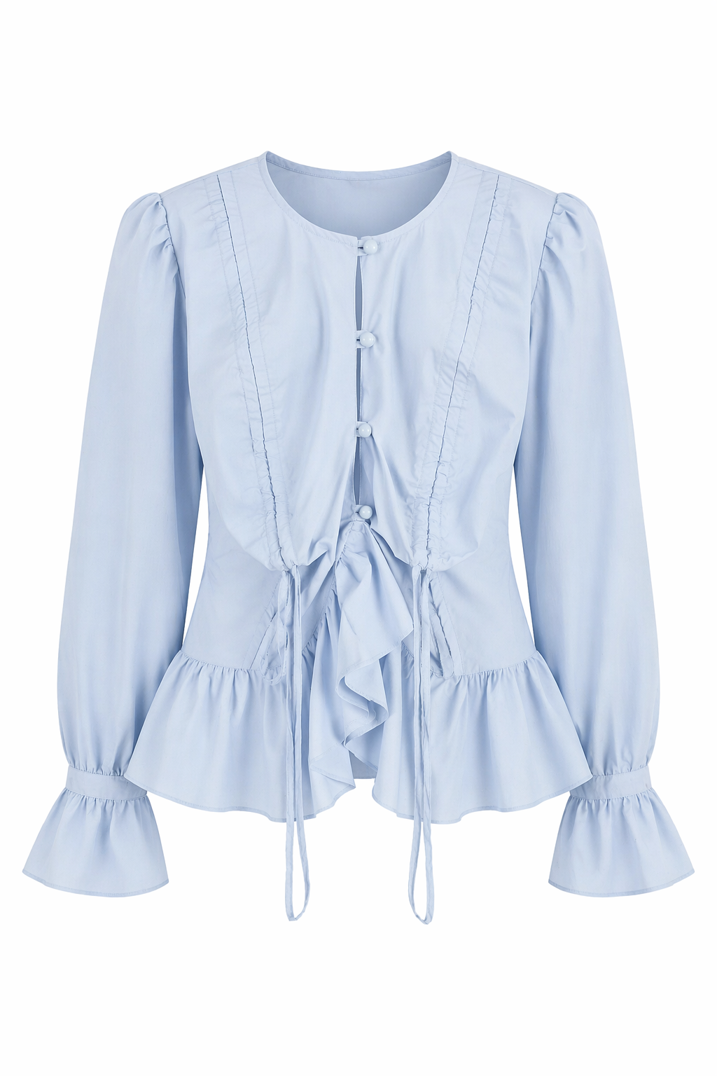 Vatkalı İp Bağlama Mavi Gömlek