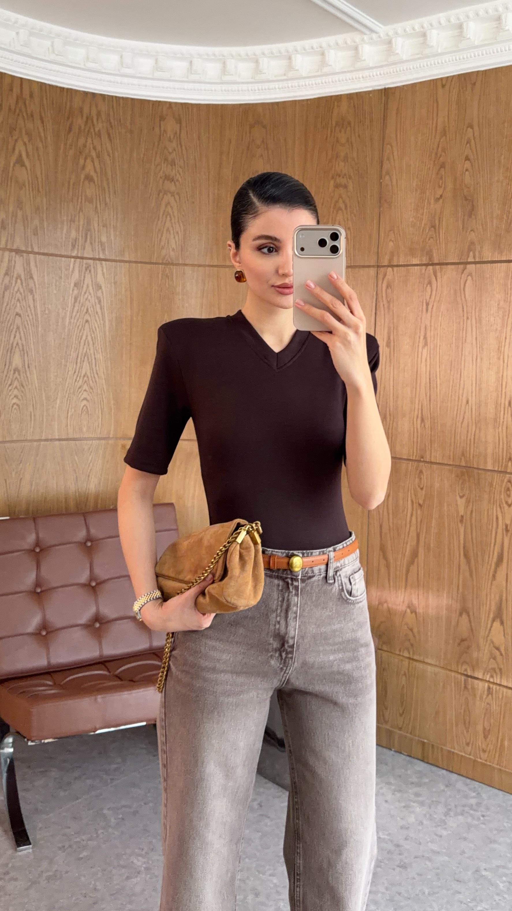 Vatkalı Kahve Bodysuit(Ön Sipariştir,2 Şubatta Kargolanacaktır.)