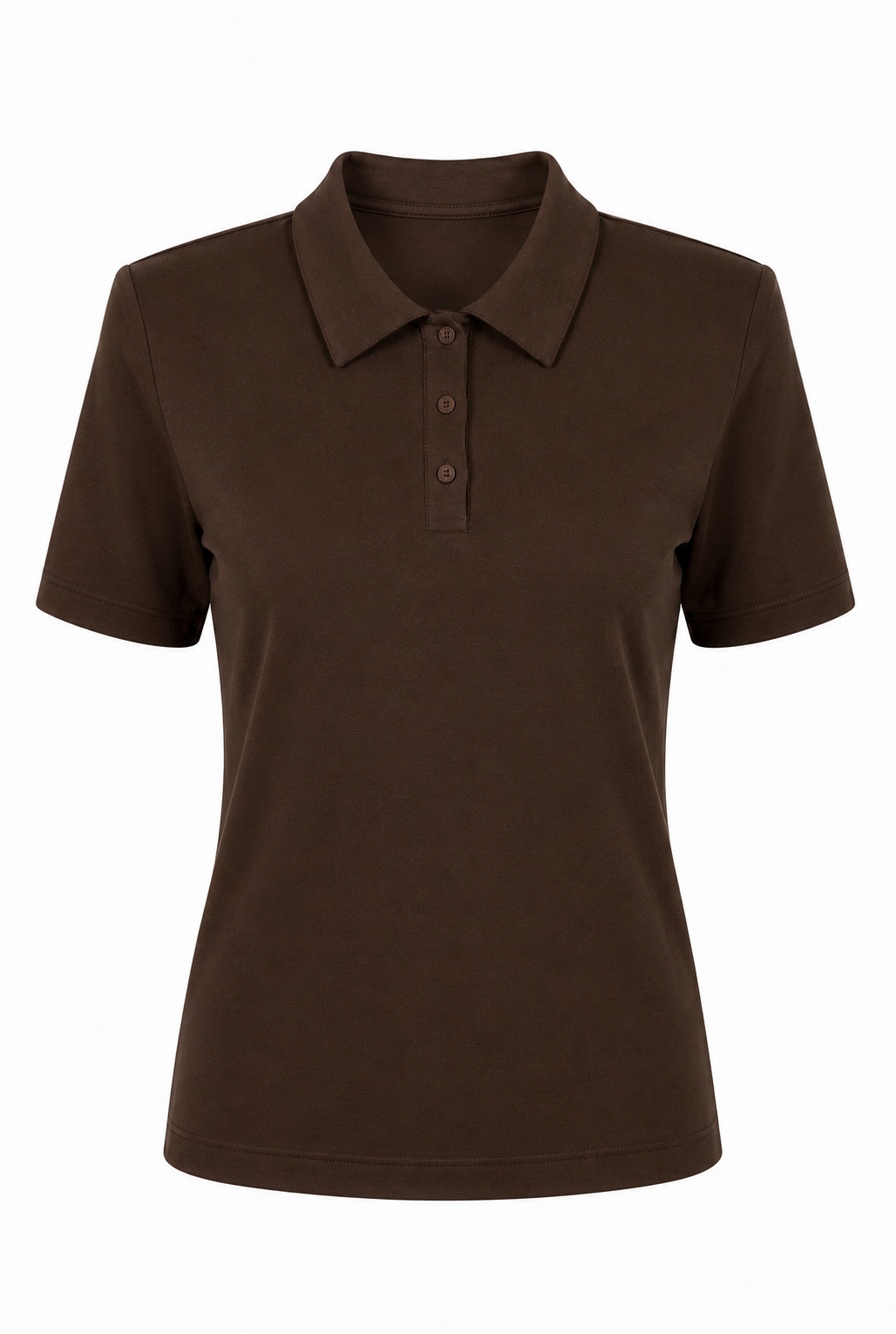 Vatkalı Polo Yaka Kahve Crop Tshirt