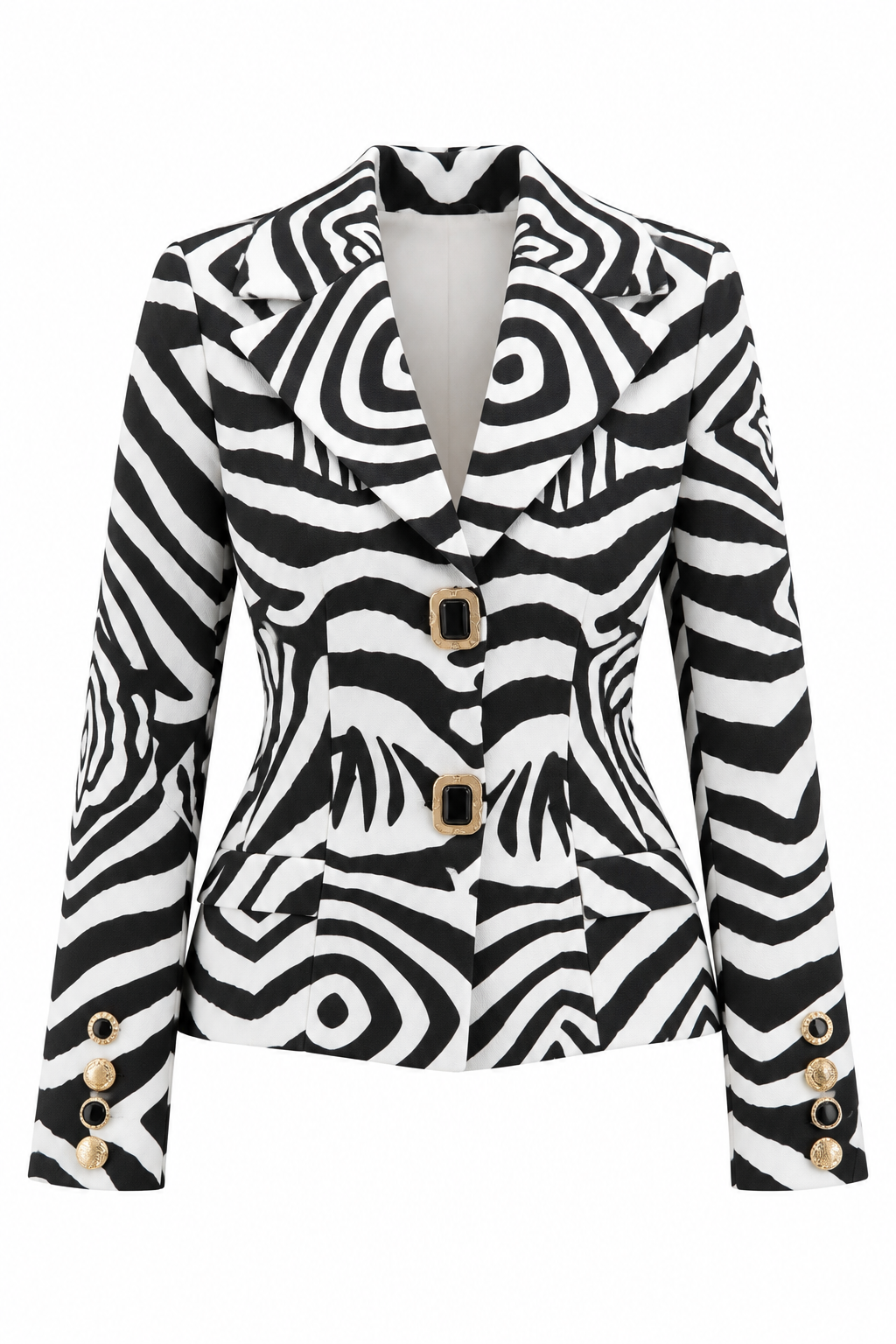 Vatkalı Zebra Desen Ceket
