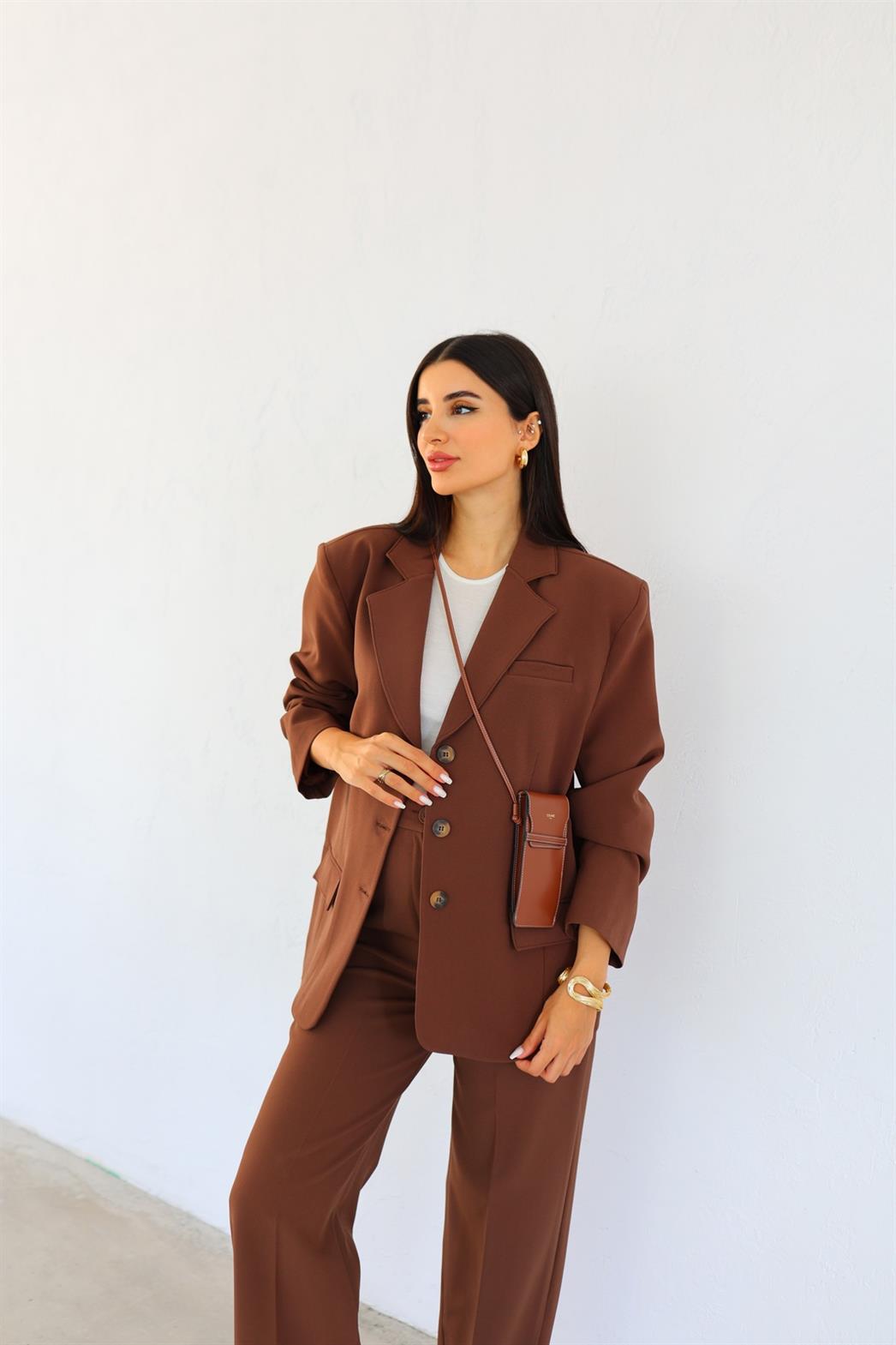 Vintage Kesim Kahverengi Blazer