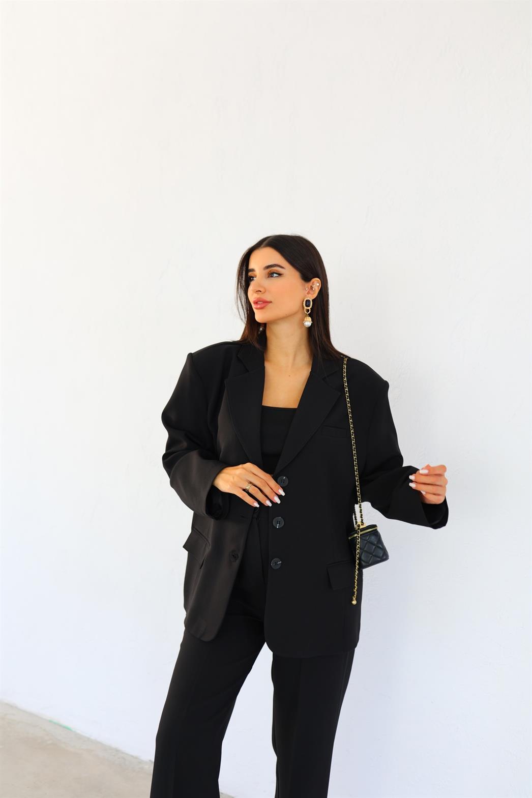 Vintage Kesim Siyah Blazer