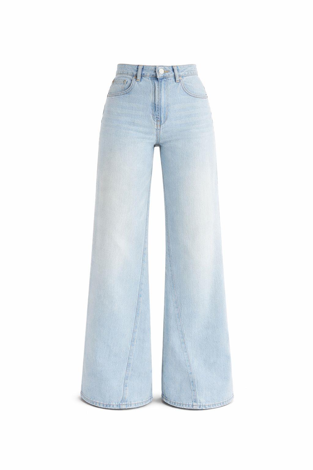 Wide Leg Açık Mavi Yıkamalı Jean