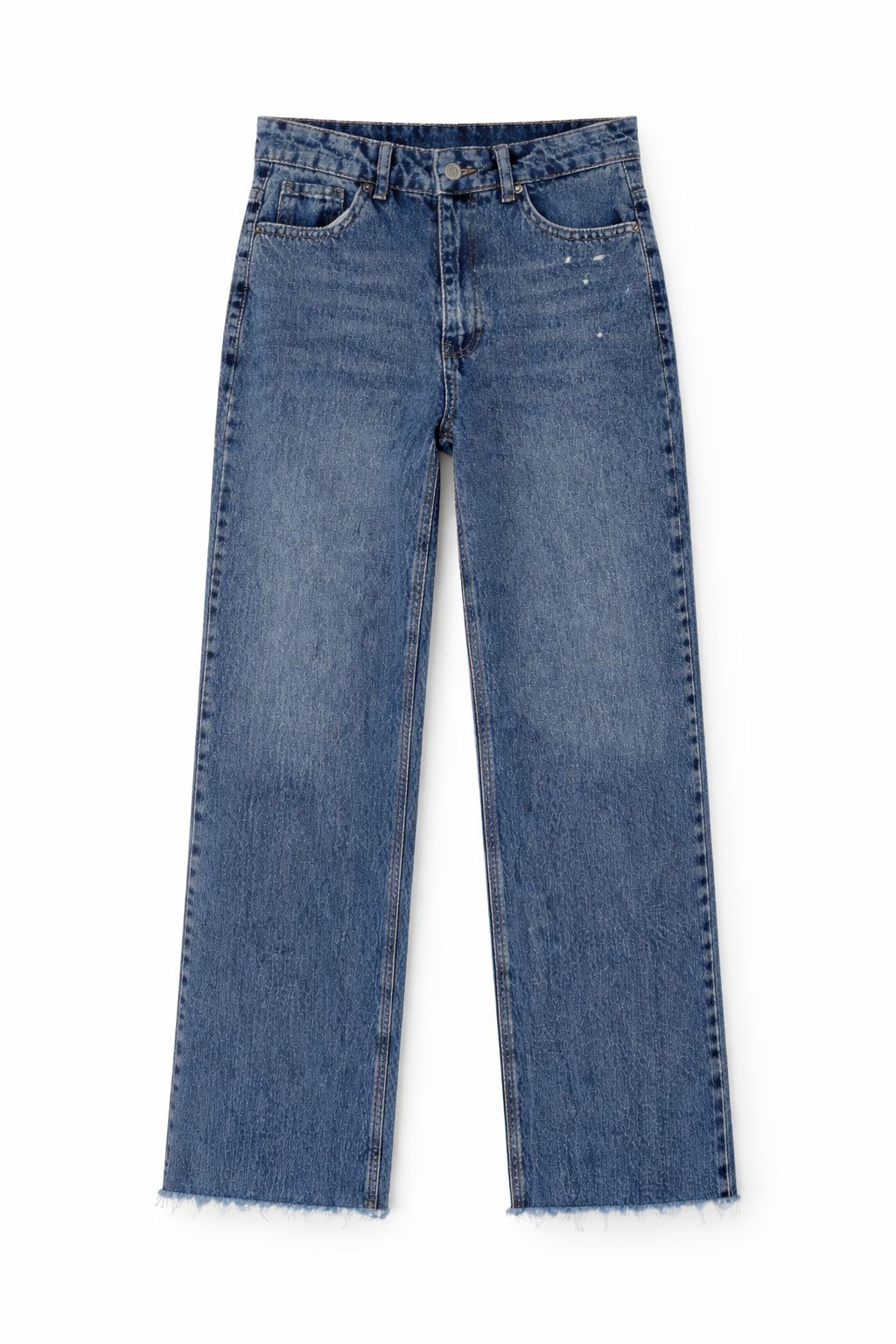 Wide Leg Lazer Kesik Paça Mavi Jean