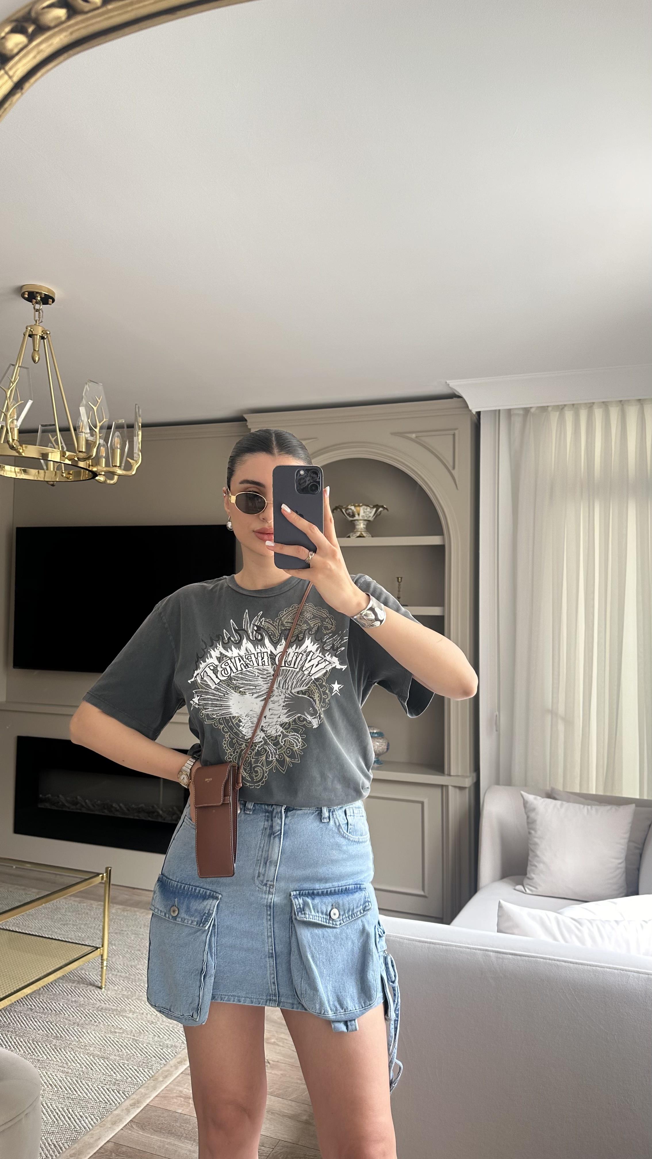 Wild Yıkamalı Antrasit Tshirt