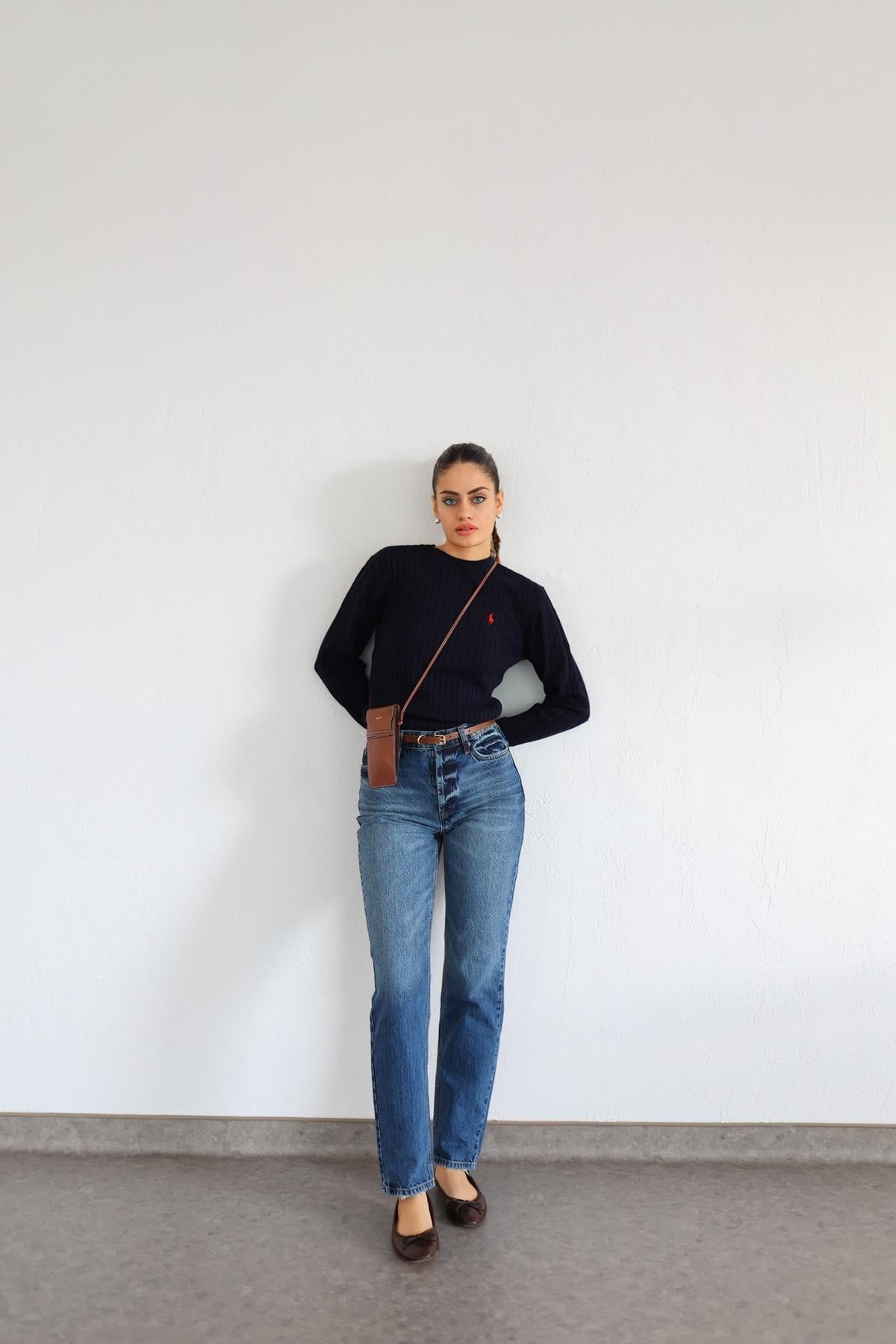 Yıkamalı Koyu Straight Jean