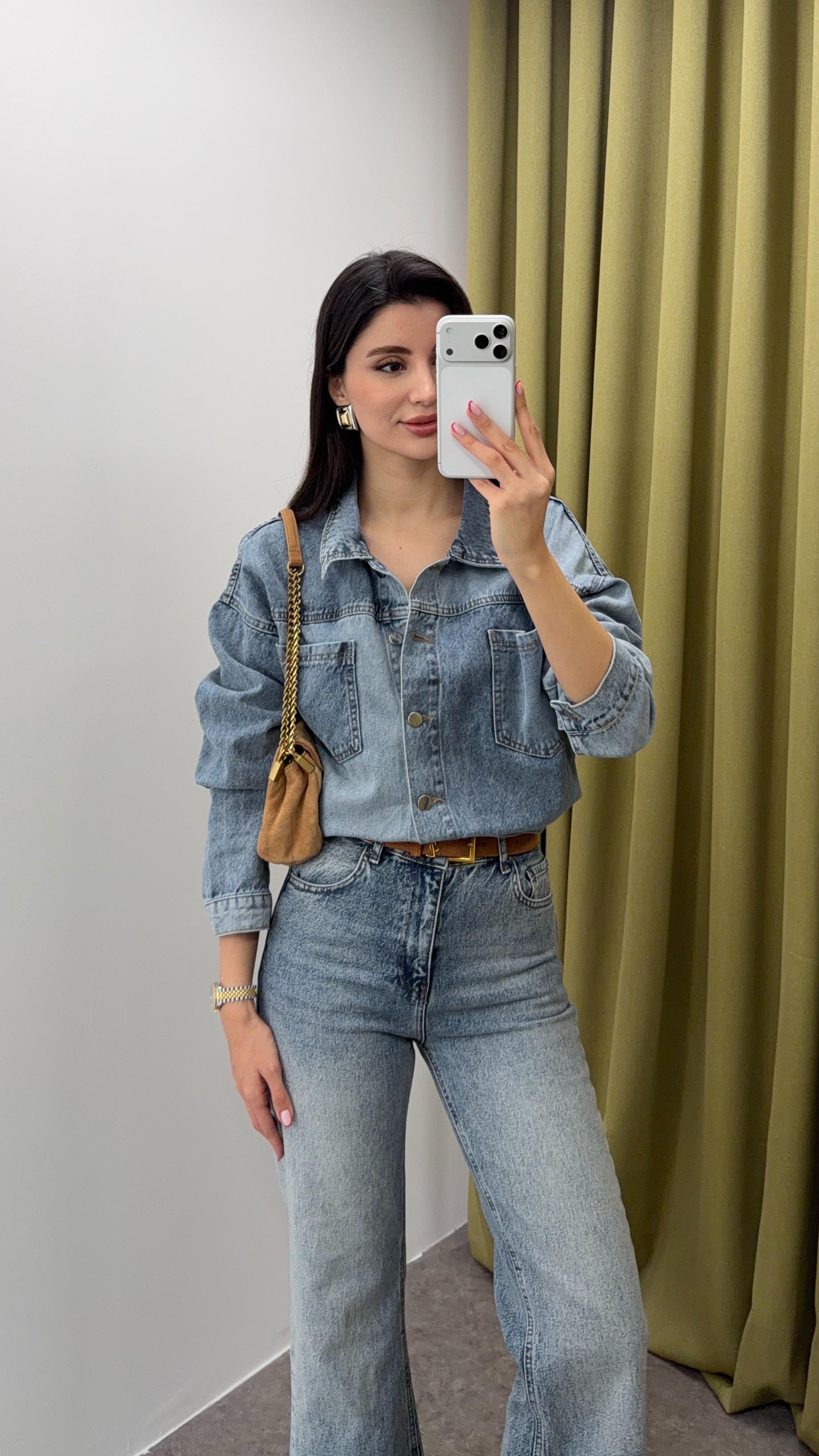 Yıkamalı Mavi Ceket