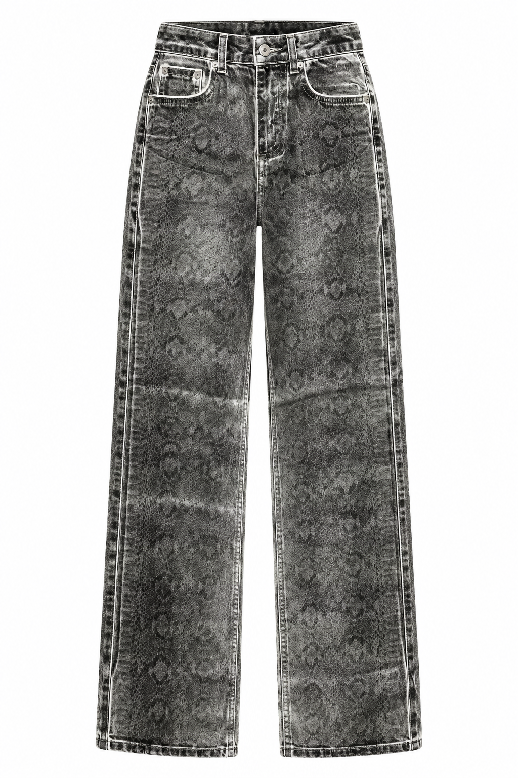 Yılan Baskılı Straight Jean