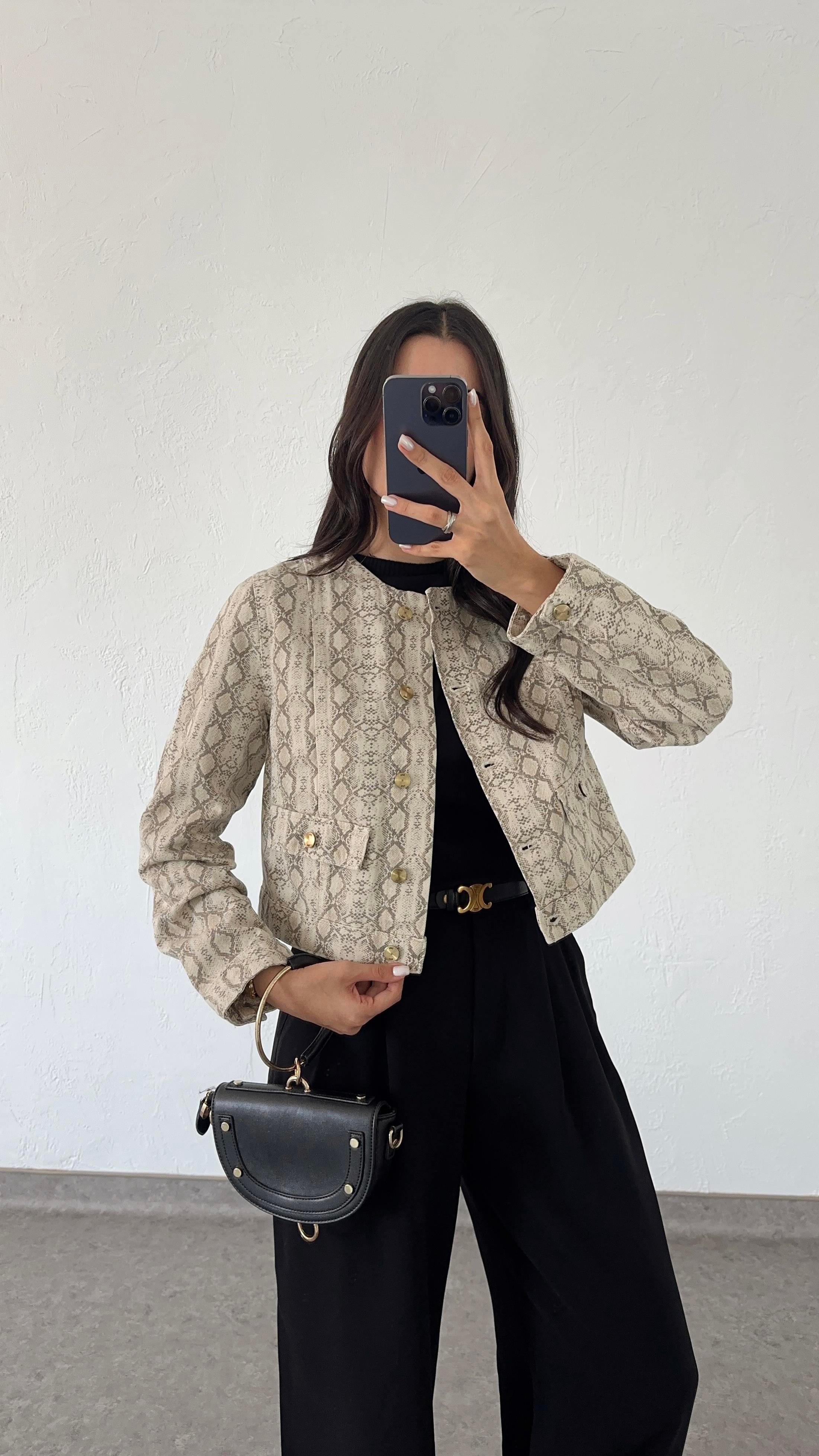 Yılan Desenli Denim Ceket