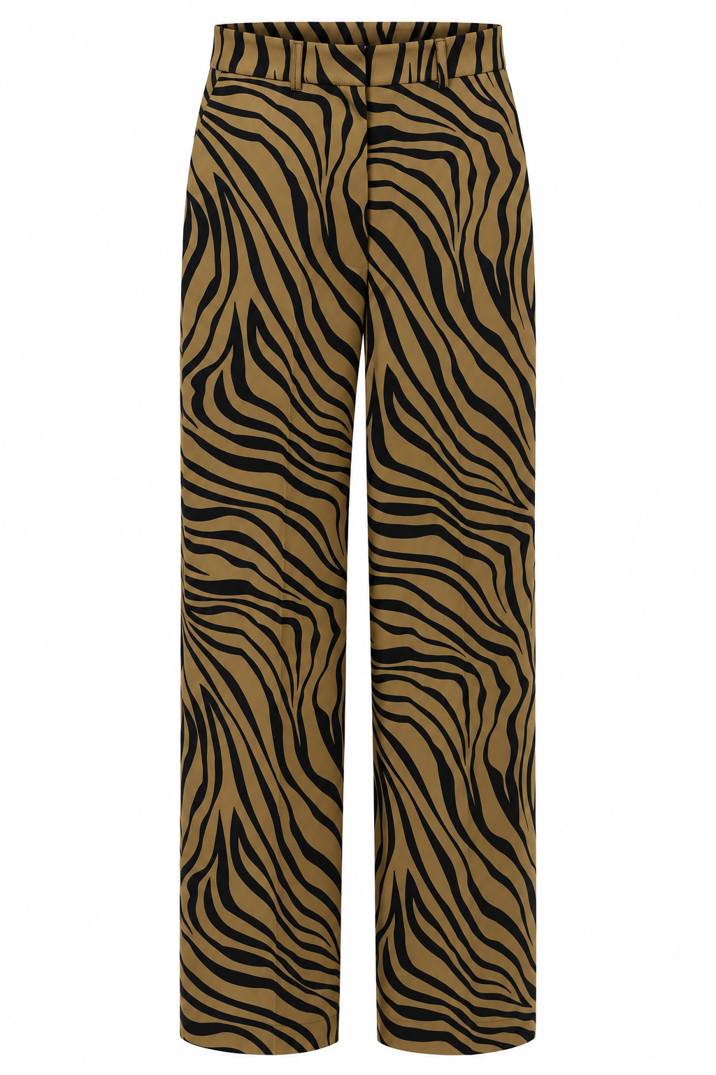 Zebra Desenli Taba Renk Dokulu Düz Kesim Pantolon. 