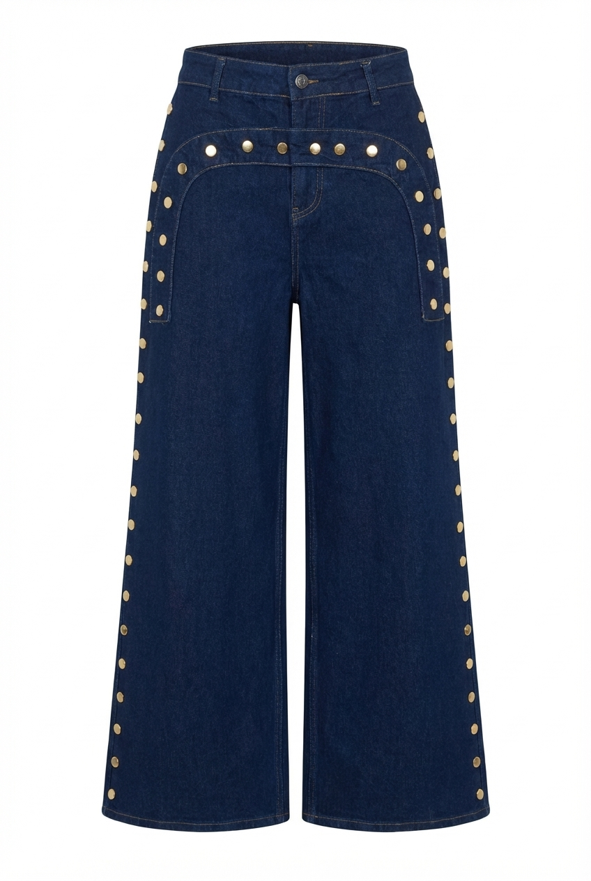 Zımbalı Lacivert Denim