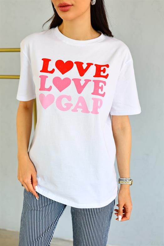 Love Love Beyaz Tshirt