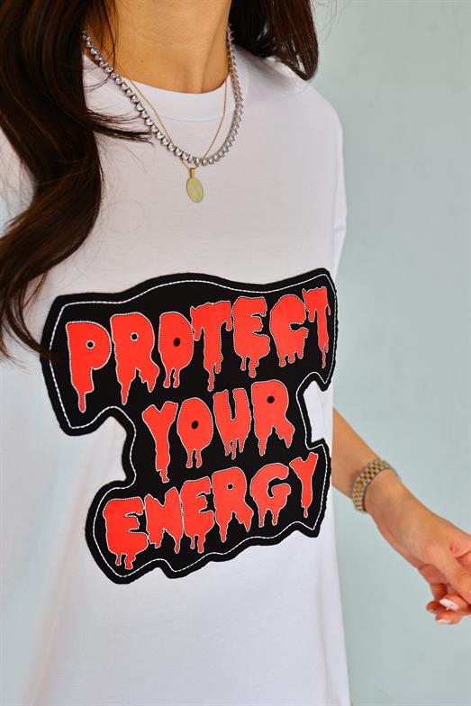 Protect Your Energy Beyaz Tshirt