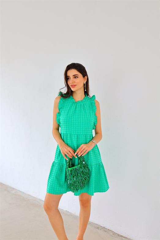 Yeşil Fırfırlı Elbise