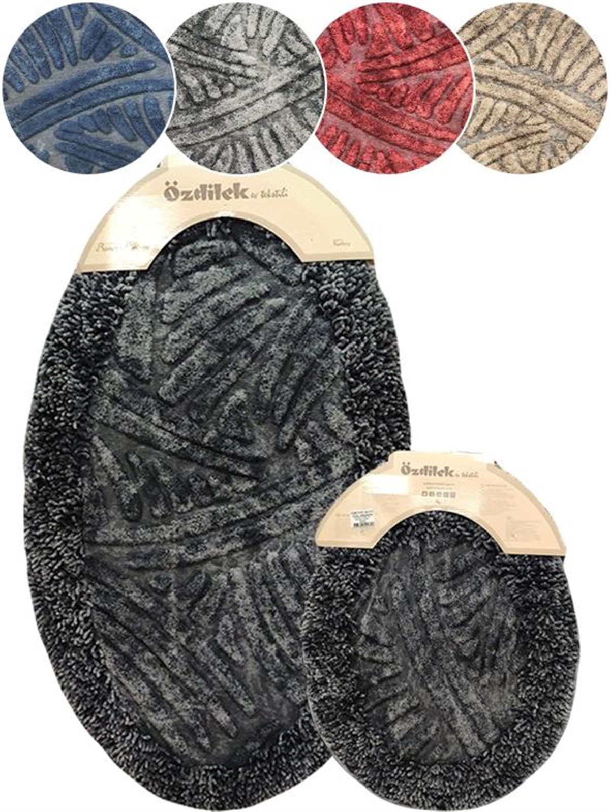 Özdilek 2'li Paspas Seti Shiny Eskitme Oval Klozet Takımı Makarnalı 60X100  cm