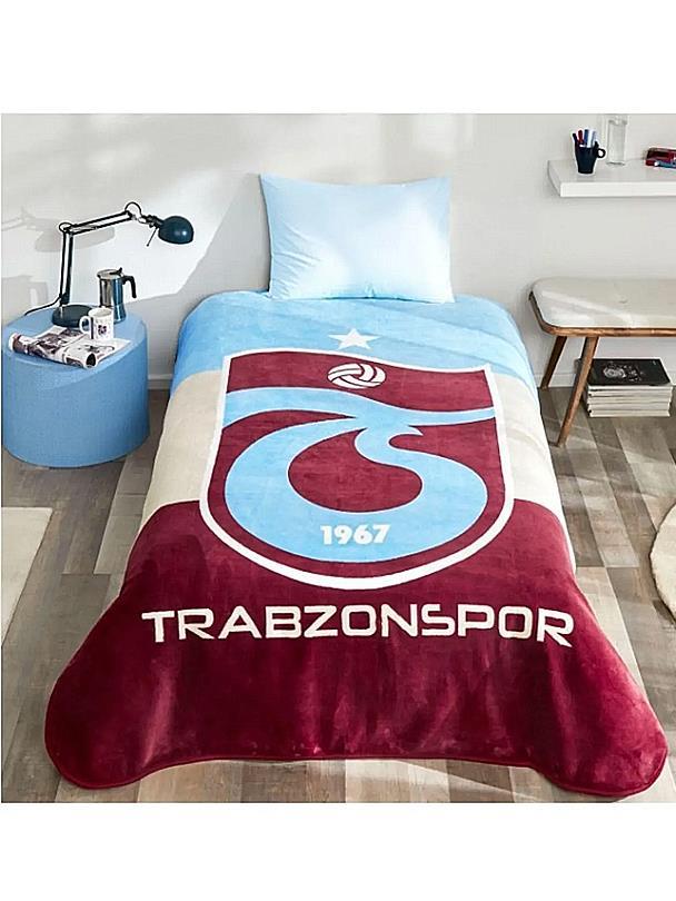 Taç Trabzonspor Lisanslı Tek Kişilik Battaniye Üç Renk