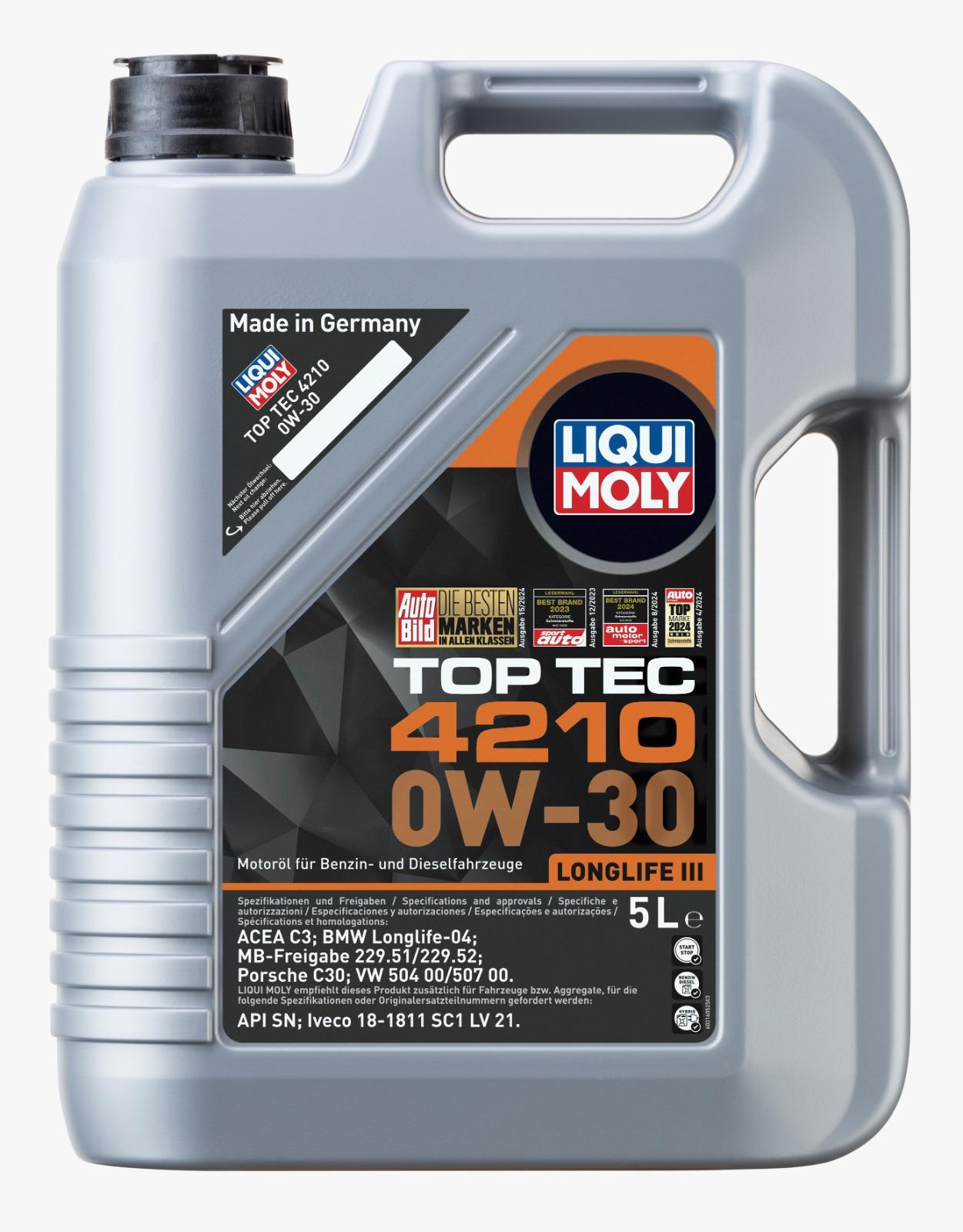 TOP TEC 4210 TAM SENTETİK VW 0W-30 MOTOR YAĞI 5 L