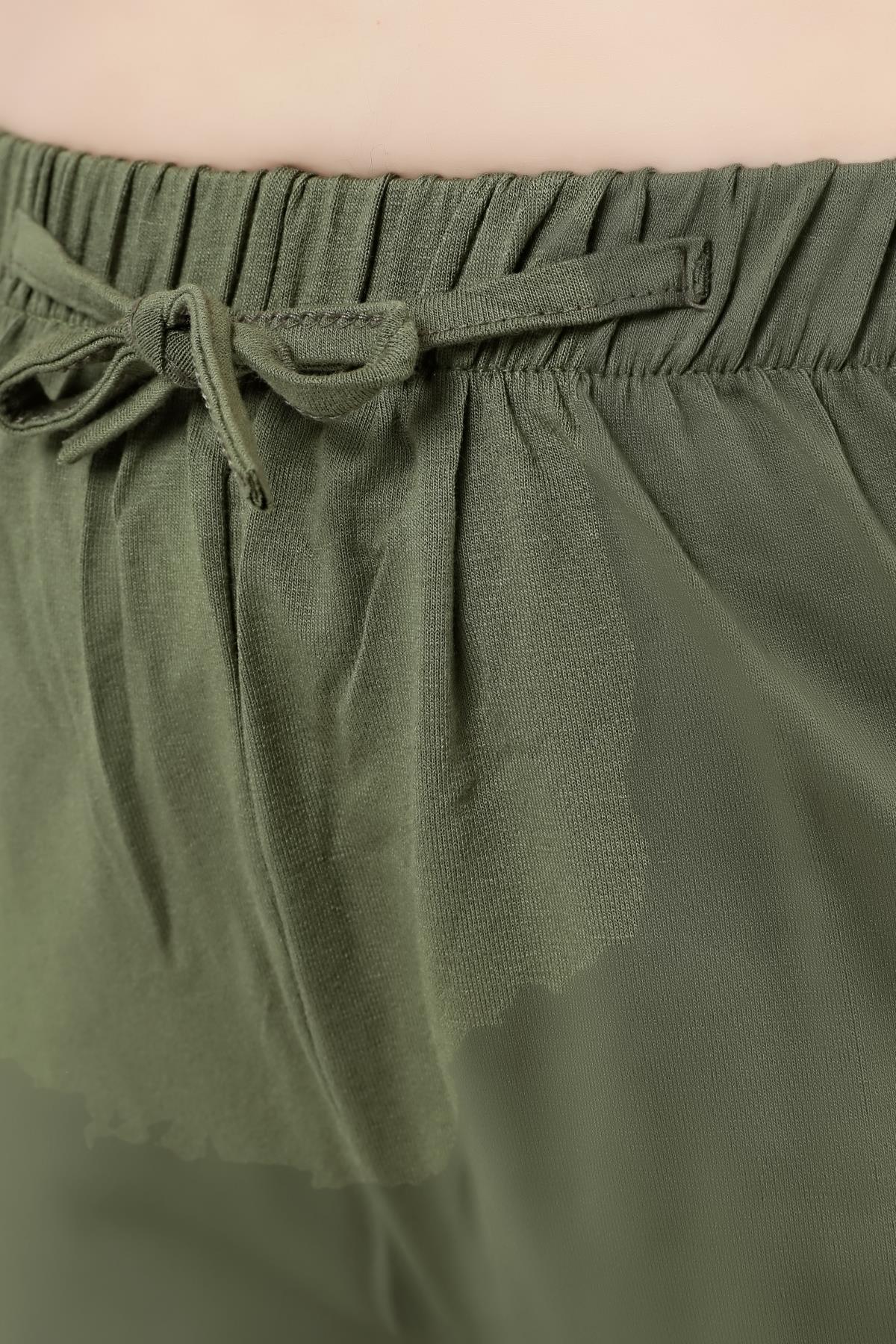Kadın Büyük Beden Konfor Modeli Beli Lastikli Rahat Likralı Pamuklu Bol  Geniş Paça Pantolon