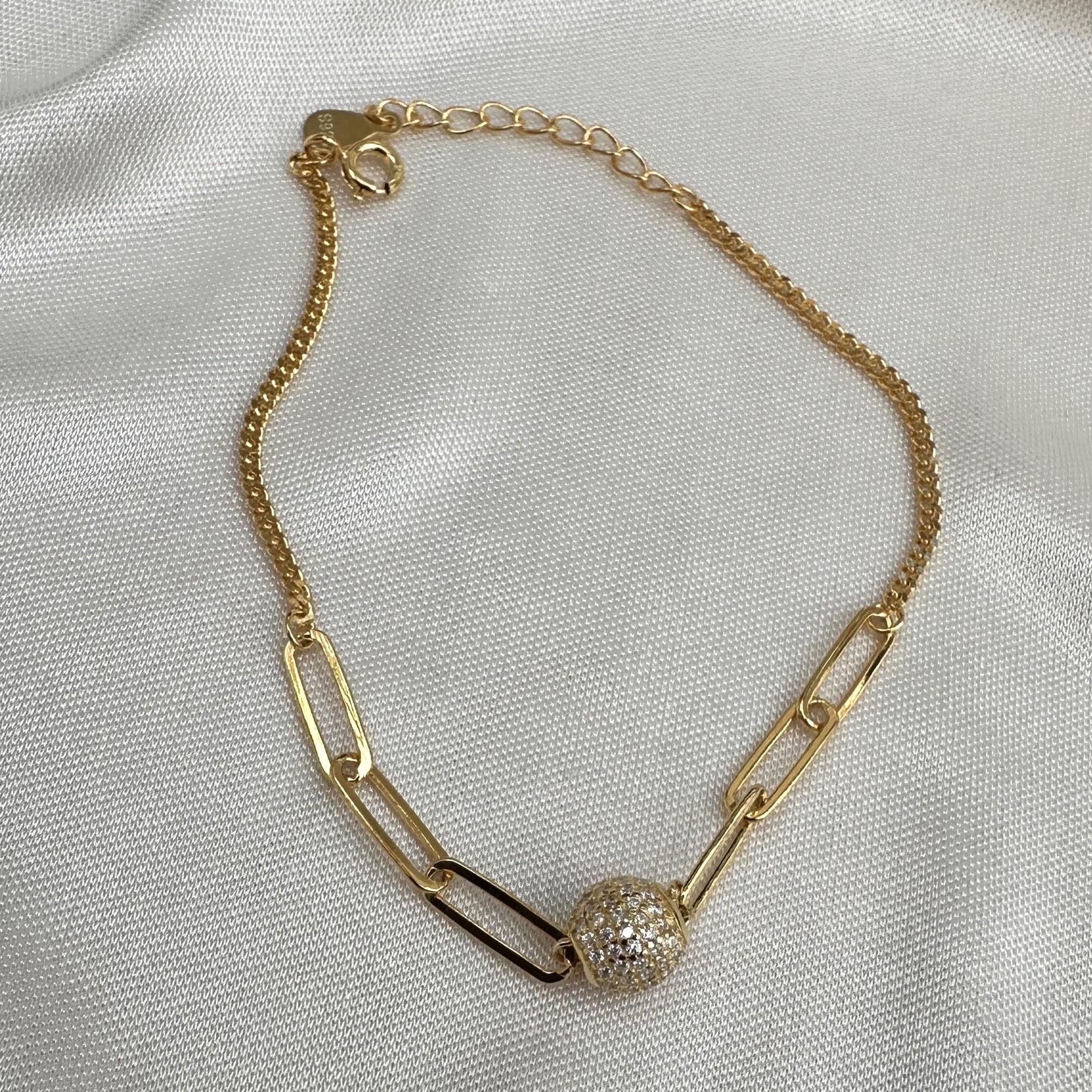 BileklikTaşlı Top Bileklik Gold