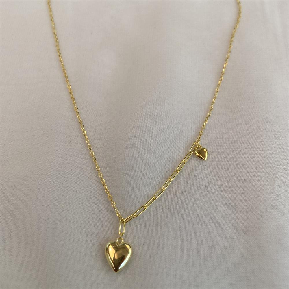 KolyeForse Zincir Detay Kalp Kolye Gold 