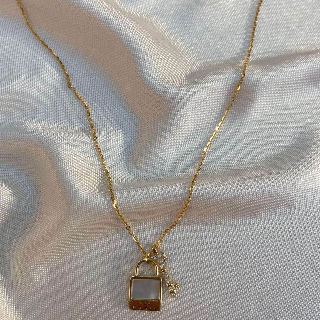 KolyeKilit Kalp Kolye Gold