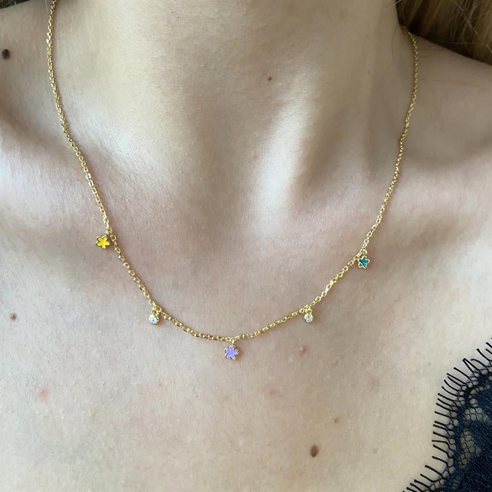 KolyeMineli Mini Kelebek Saçaklı Kolye Gold