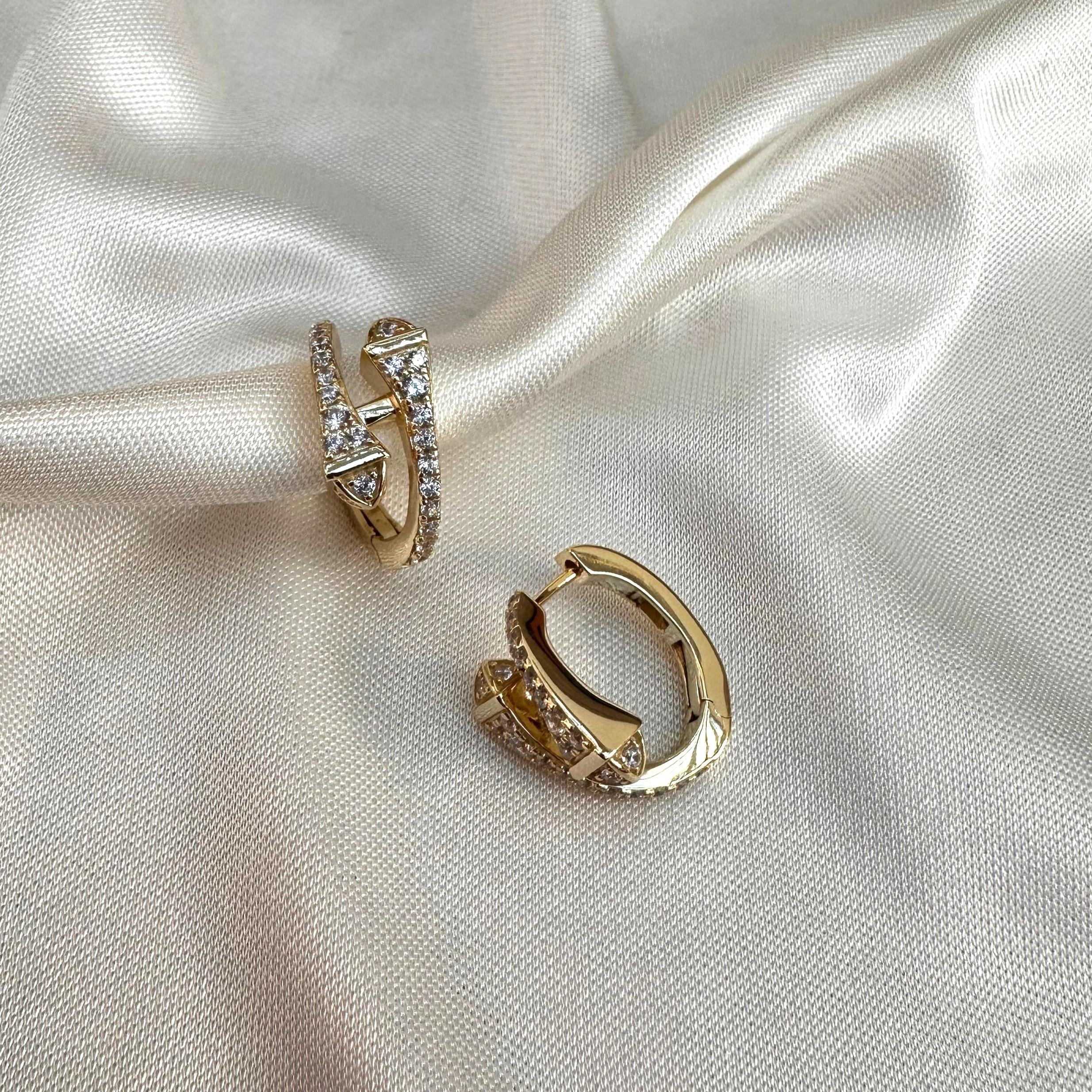 Küpeİkili Topuz Halka Küpe