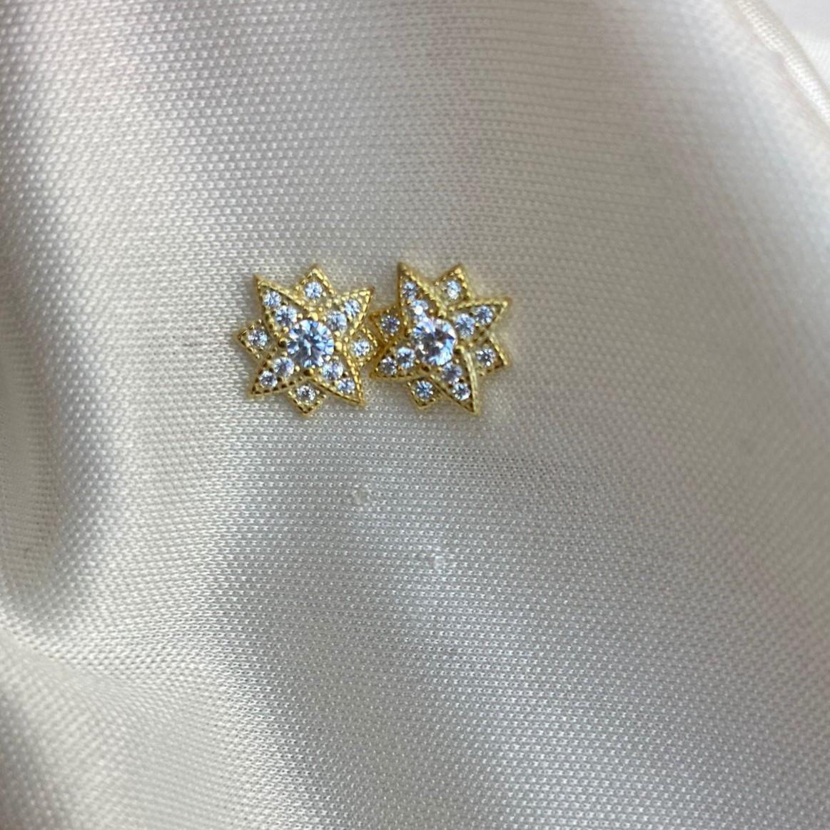 KüpeTaşlı Pinli Lotus Küpe Gold