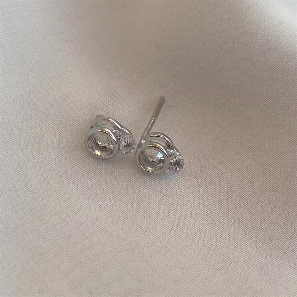 KüpeTek Taş Sallantılı Mini Küpe Rodyum 