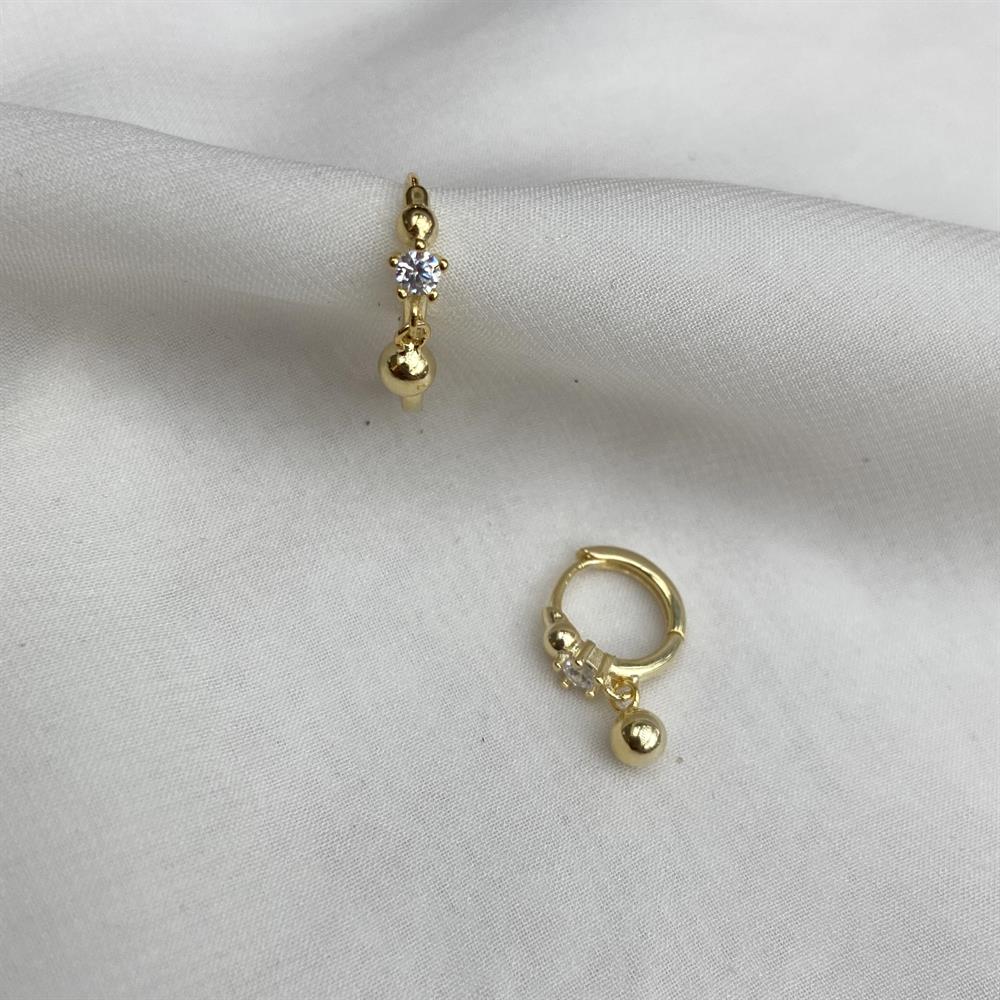 KüpeTopçuk Sallantılı Mini Halka Küpe Gold