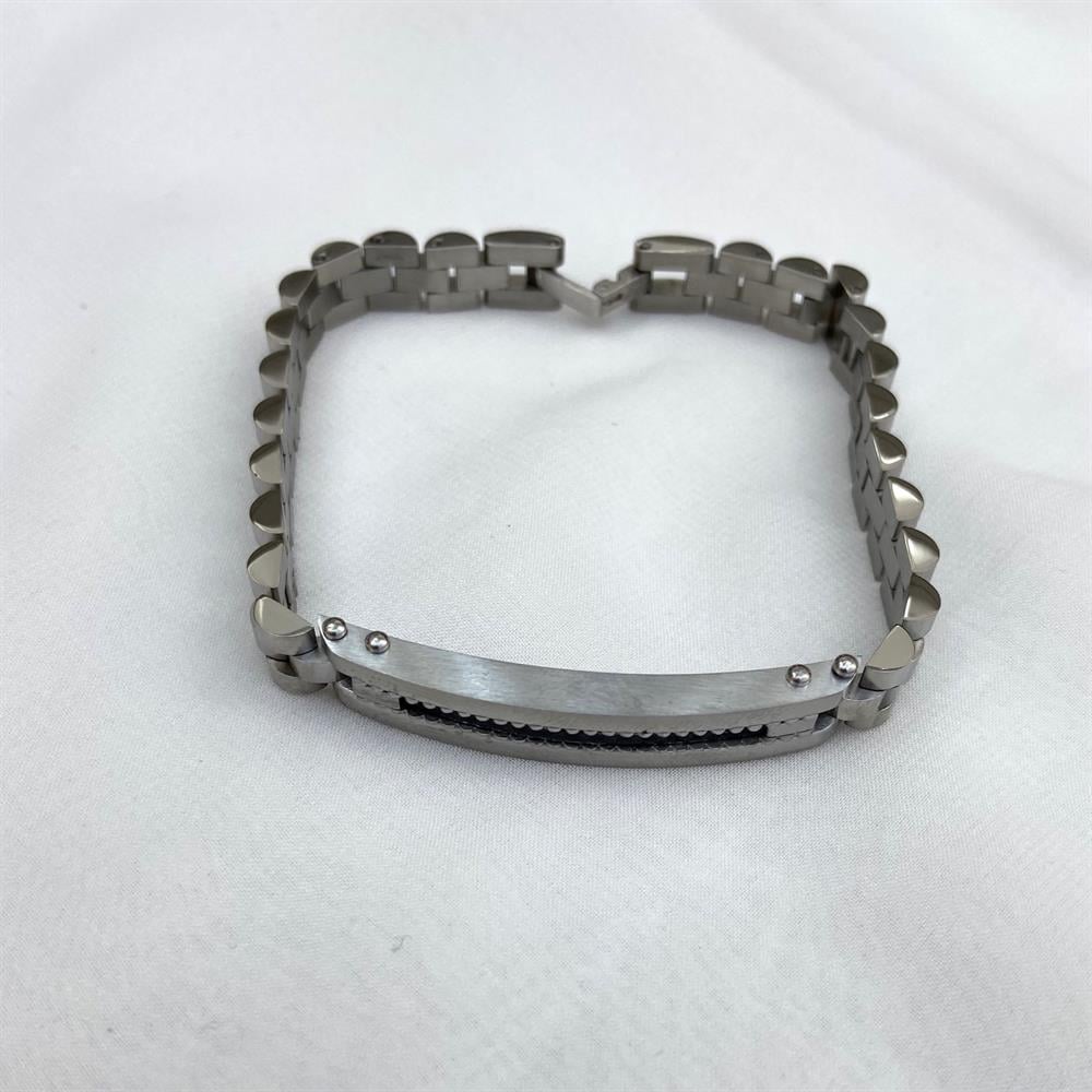 Luceat Erkek KoleksiyonuGri Kordon Çelik Bileklik 