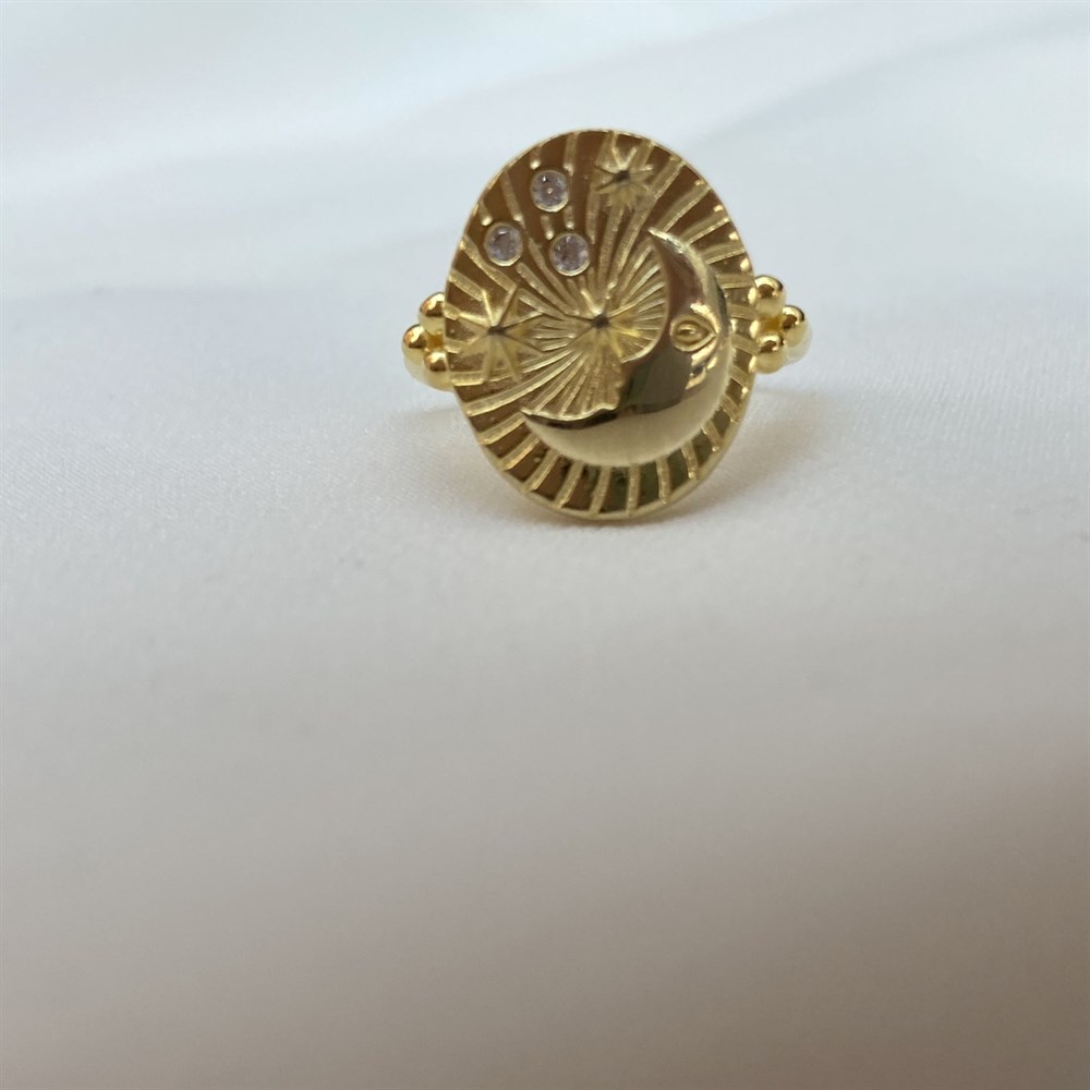 YüzükAy Madalyon Yüzük Gold