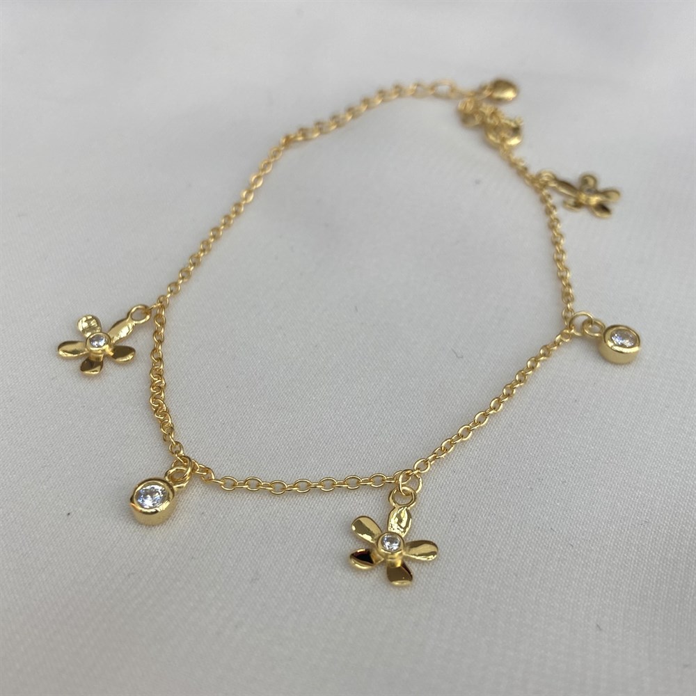 BileklikÇiçek Sallantılı Bileklik Gold