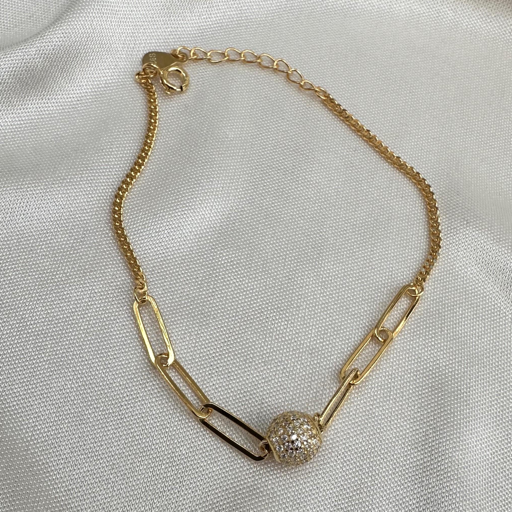 BileklikTaşlı Top Bileklik Gold
