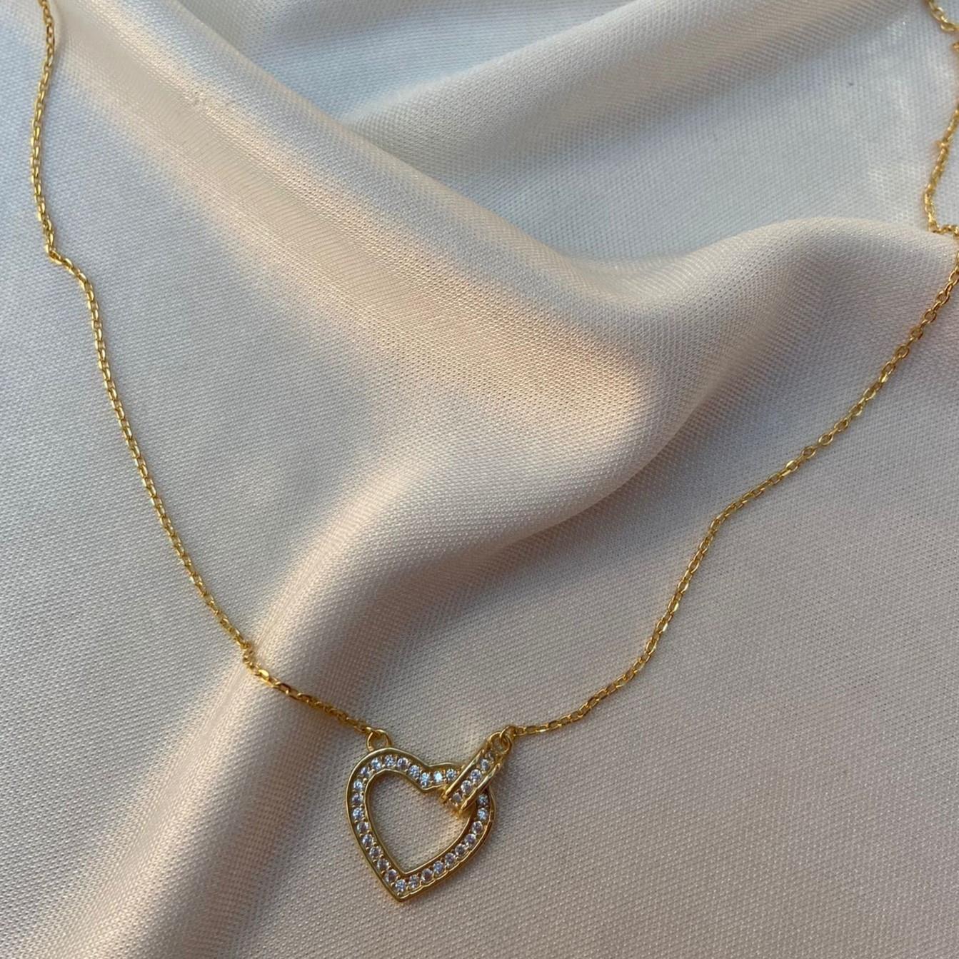 KolyeAçık Taşlı Kalp Kolye Gold