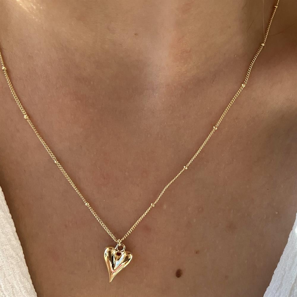 KolyeDolu UÇ Kalp Kolye Gold