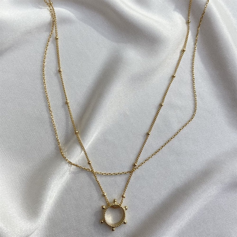 Kolyeİkili Zincir Dümen Uç Kolye 