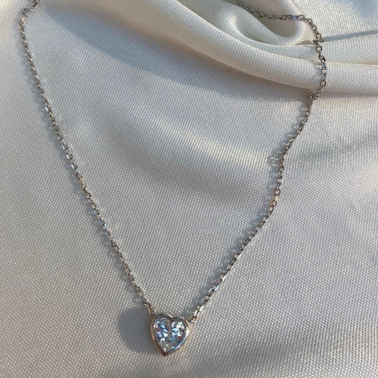 KolyeMini Kalp Kolye Rodyum