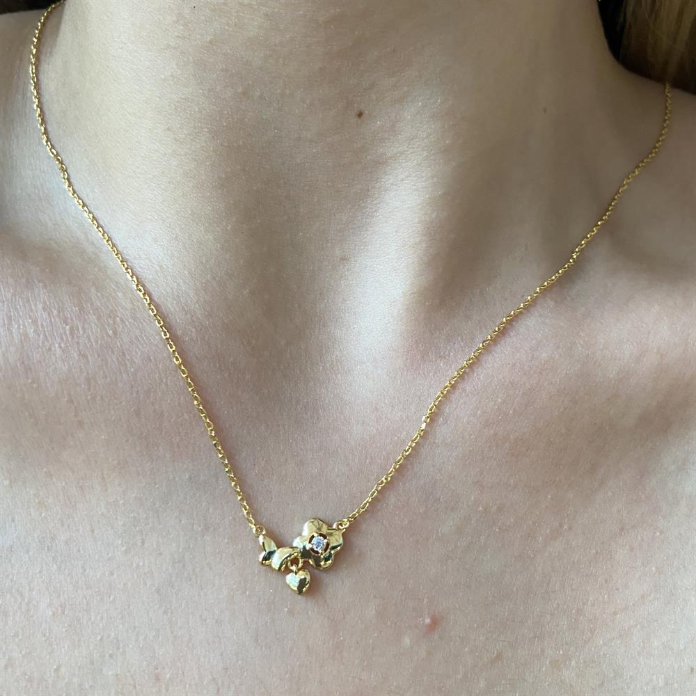 KolyeMini Kelebek-Çiçek Uç Kolye 