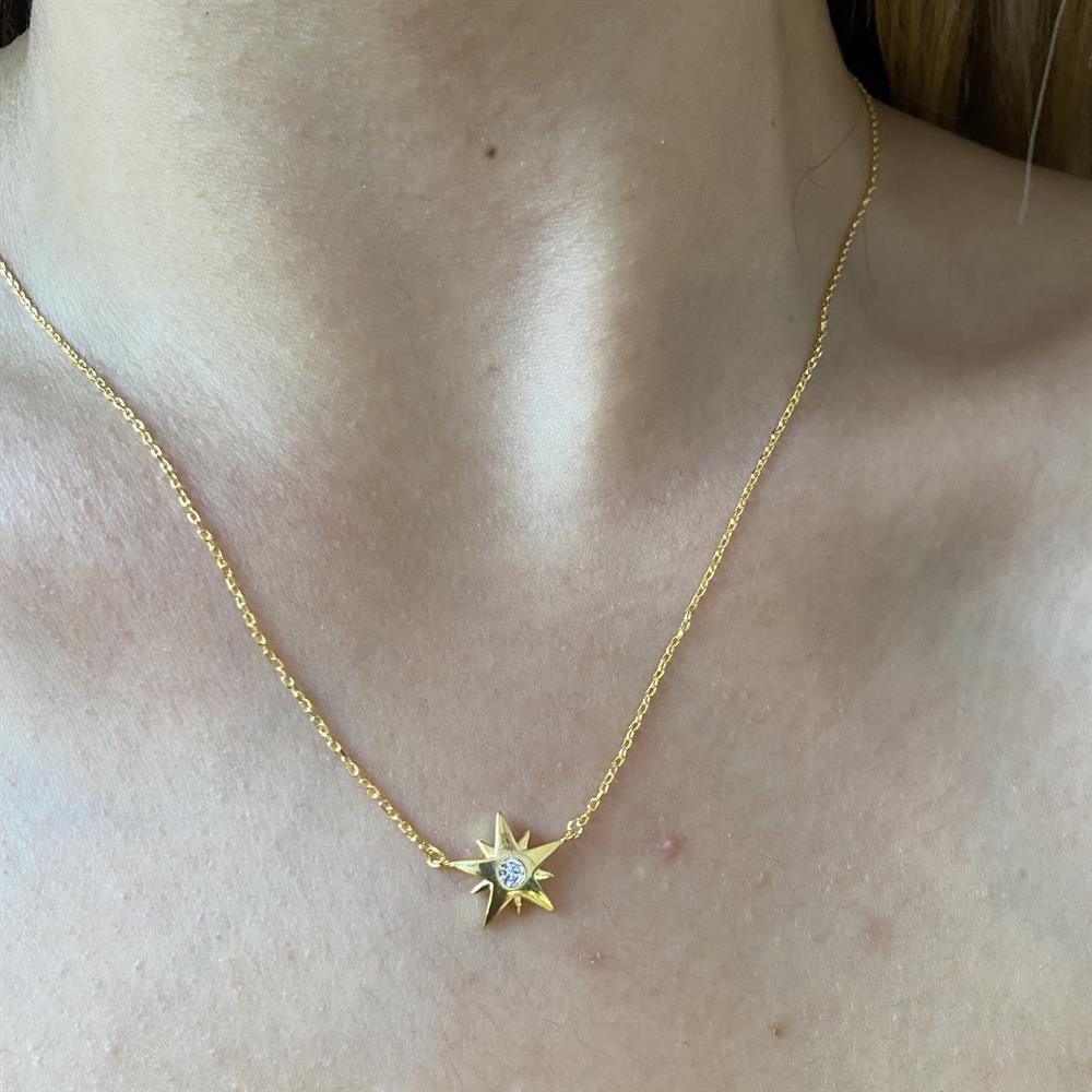 KolyeSirius Yıldız Uç Kolye Gold