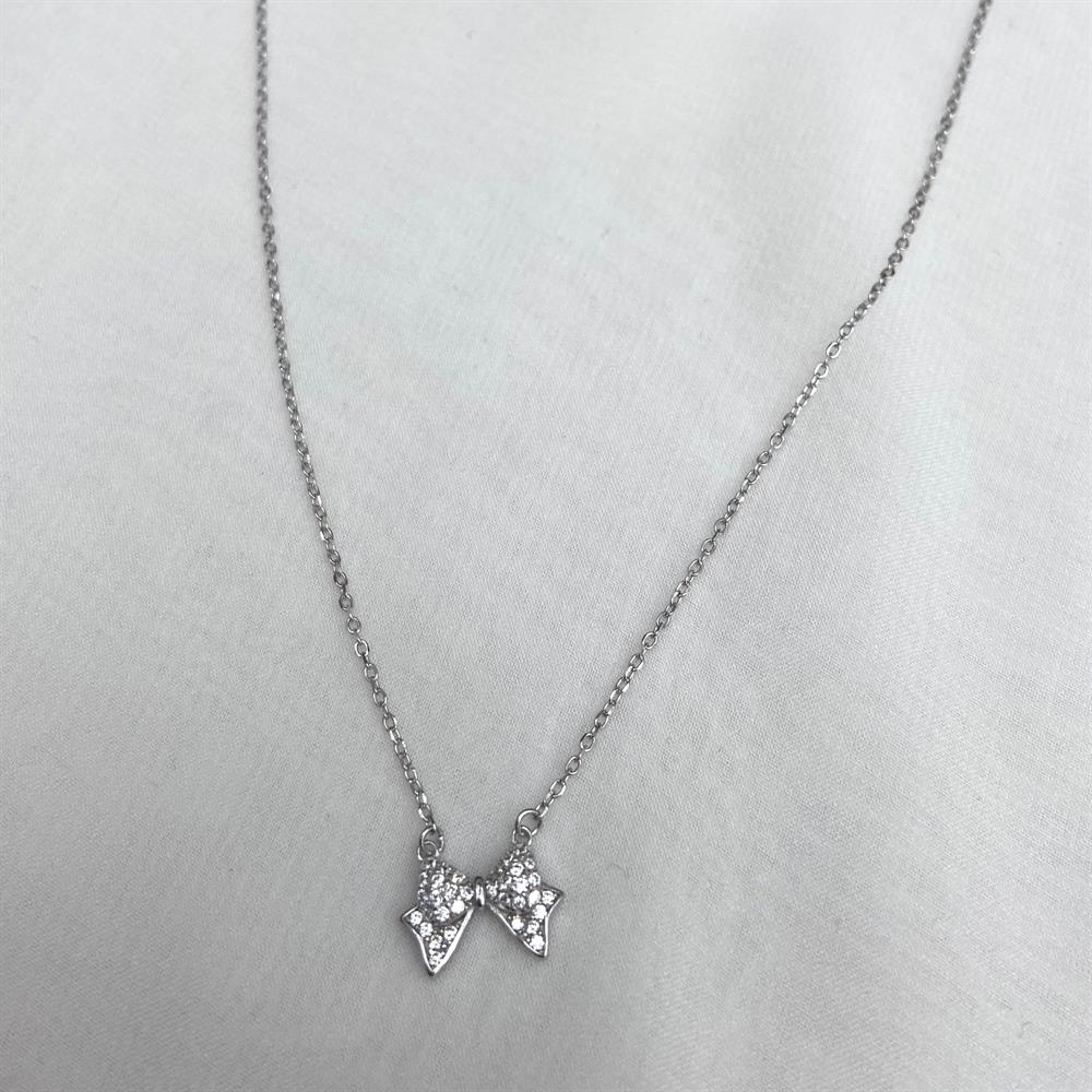 KolyeTaşlı Fiyonk Kolye Rodyum 