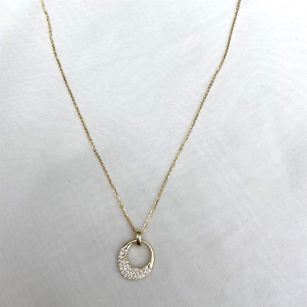 KolyeTaşlı Halka Kolye Gold