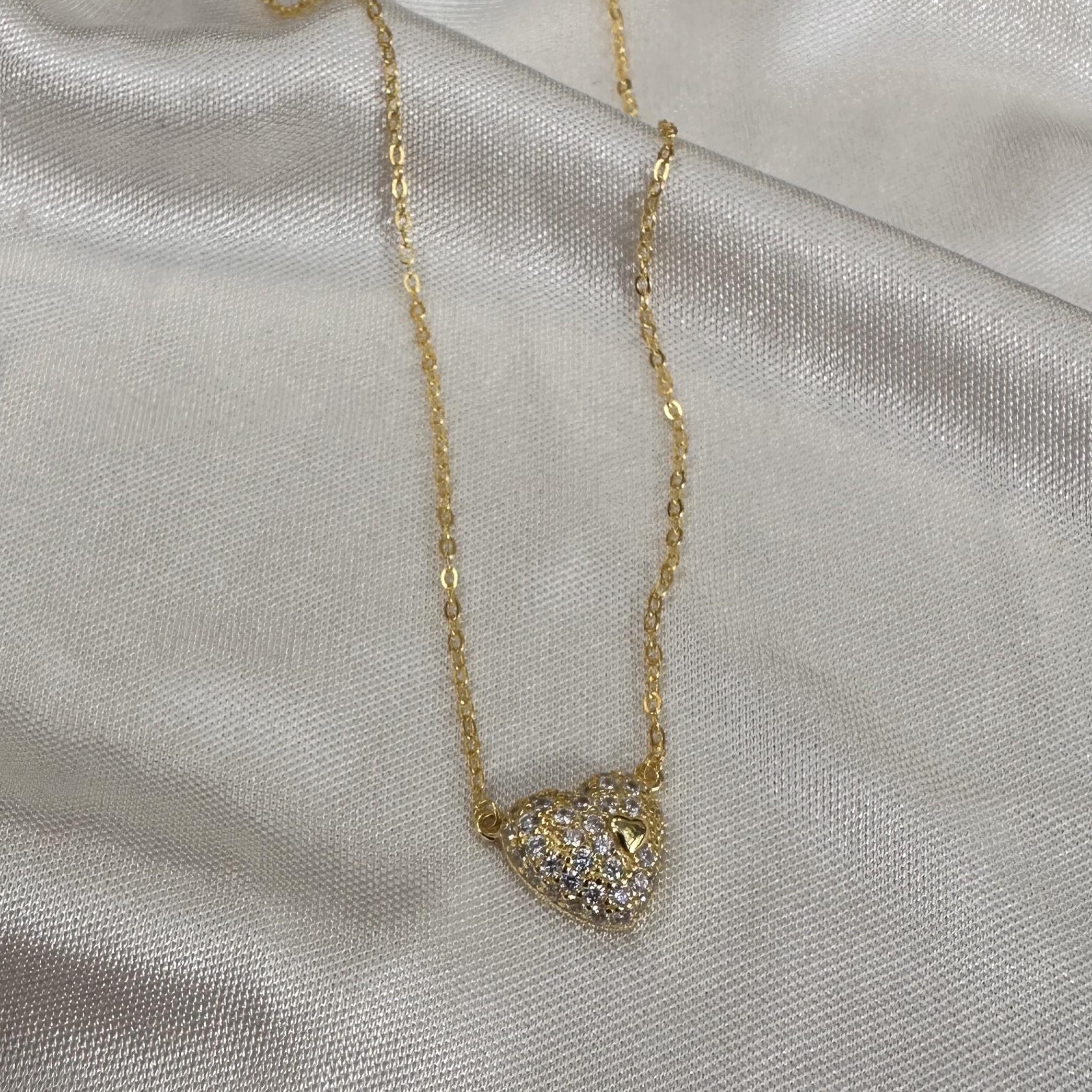 KolyeTaşlı Kalp Kolye Gold