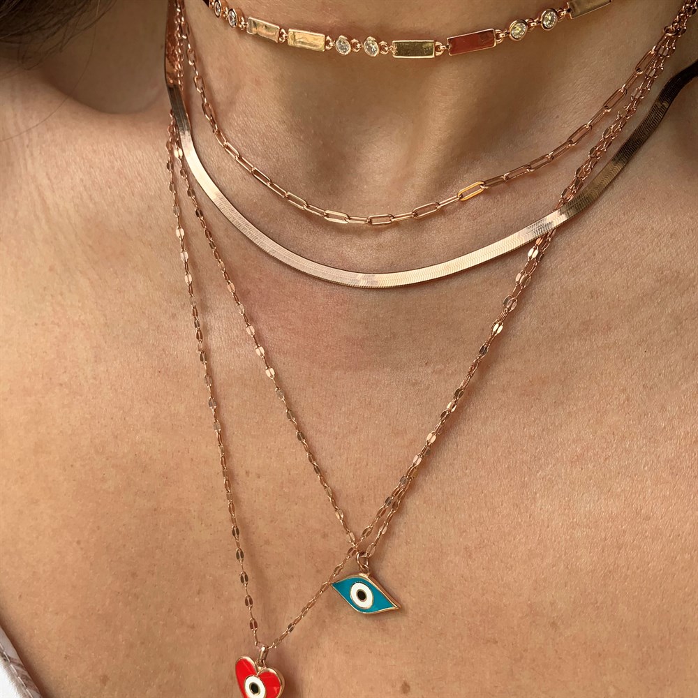 KolyeTurkuaz Mineli Göz Kolye