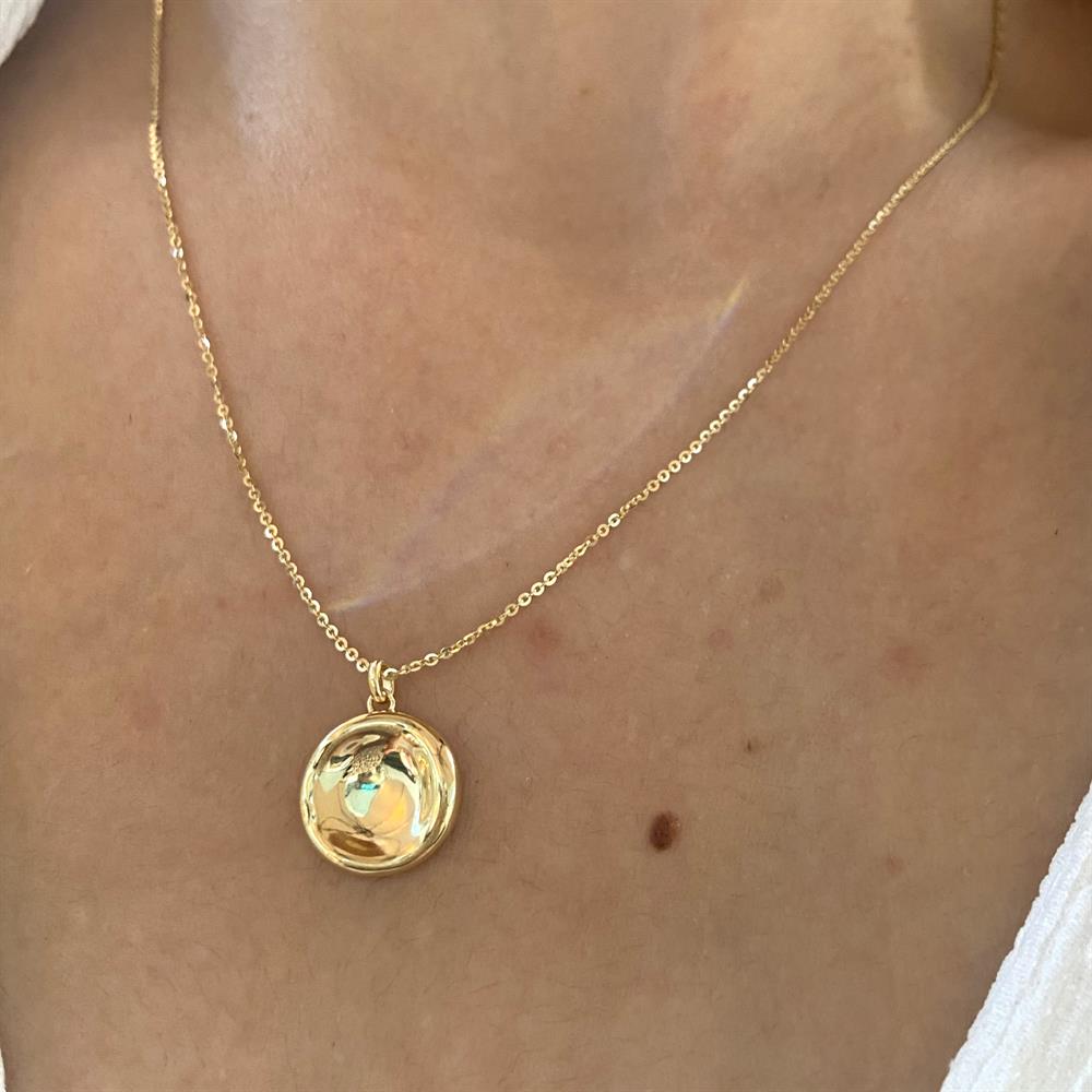 KolyeYuvarlak Plaka Kolye Gold